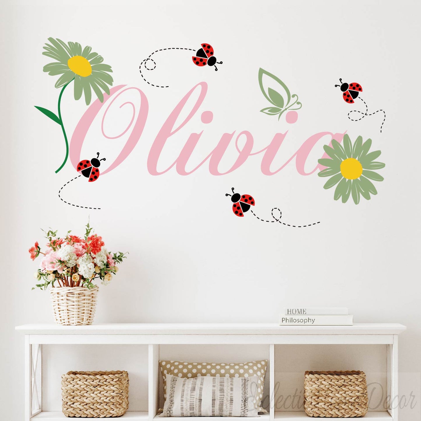 Peel and stick daisy wall decals removable nursery baby girl decoration
