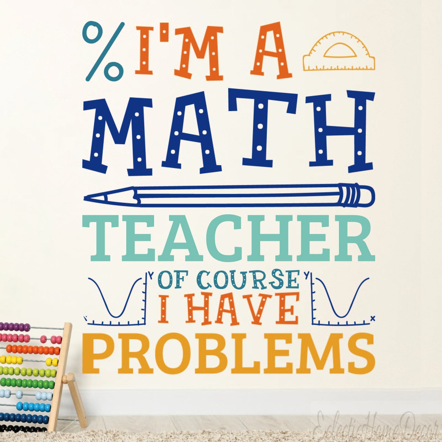 Peel and stick math wall decals removable classroom decoration
