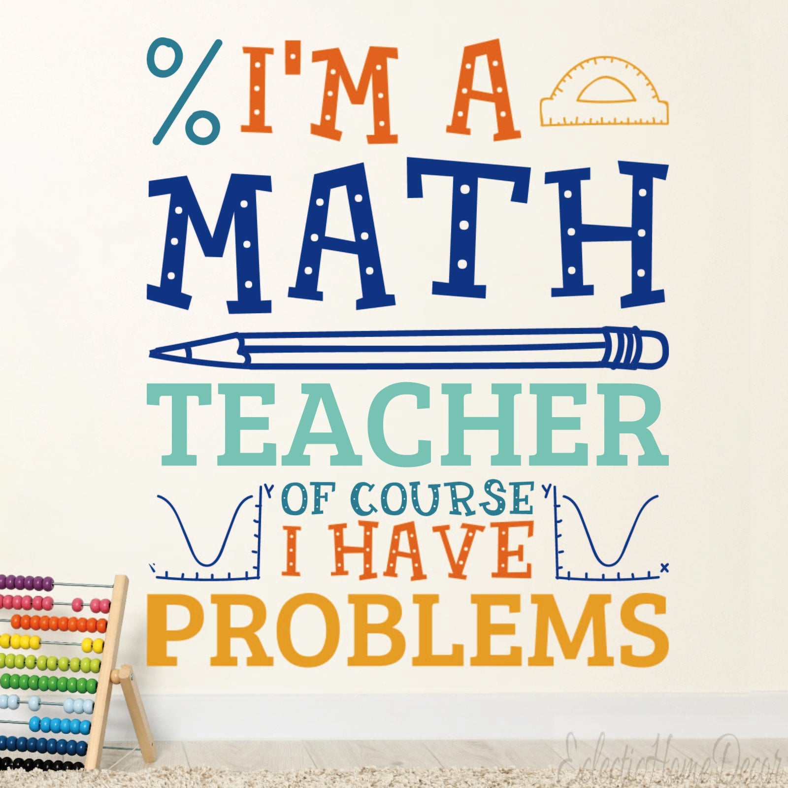 Peel and stick math wall decals removable classroom decoration
