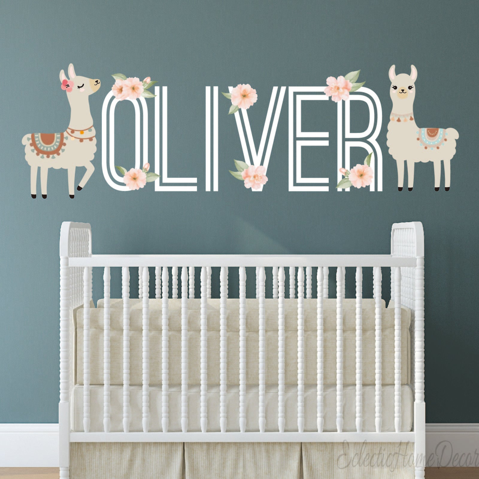 Peel and stick llama wall decals removable nursery playroom decoration
