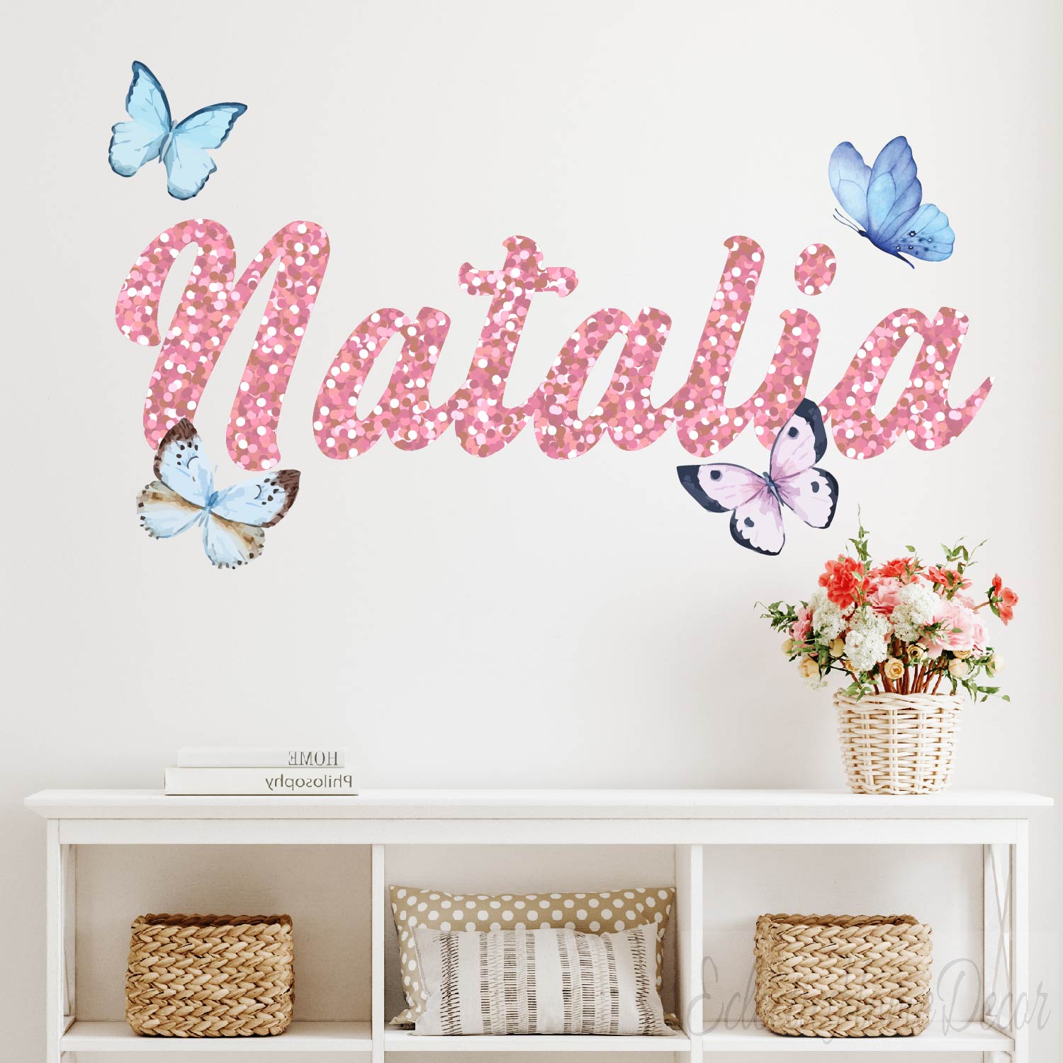 Peel and stick butterfly wall decals removable floral baby room decoration
