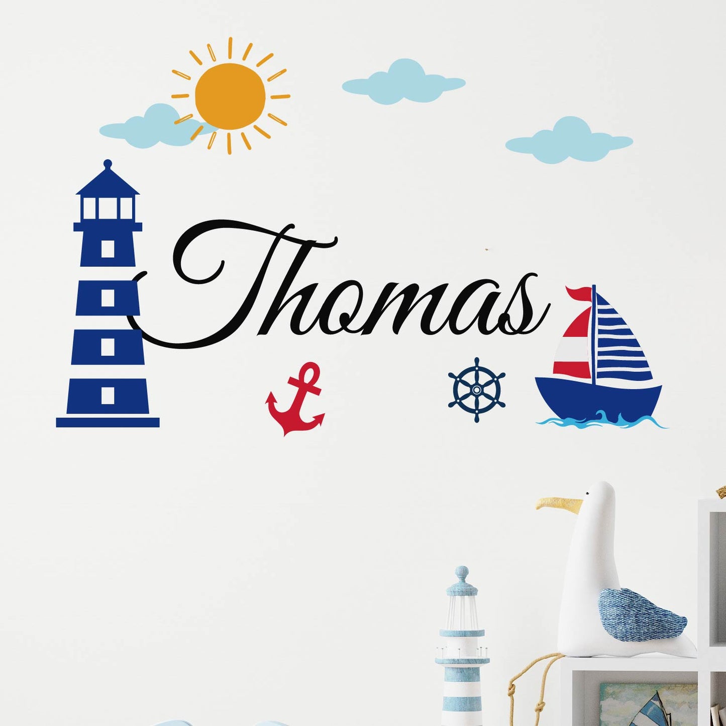 Peel and stick nautical wall decals removable nursery playroom decoration
