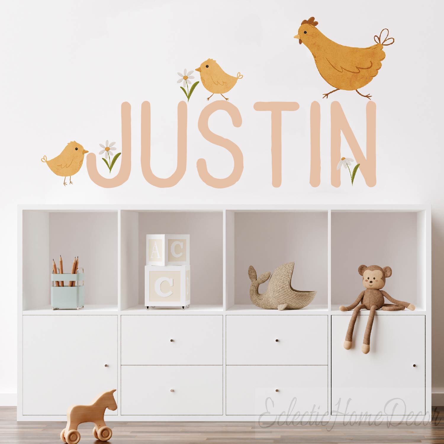 Peel and stick farm animal wall decals for nursery playroom decoration
