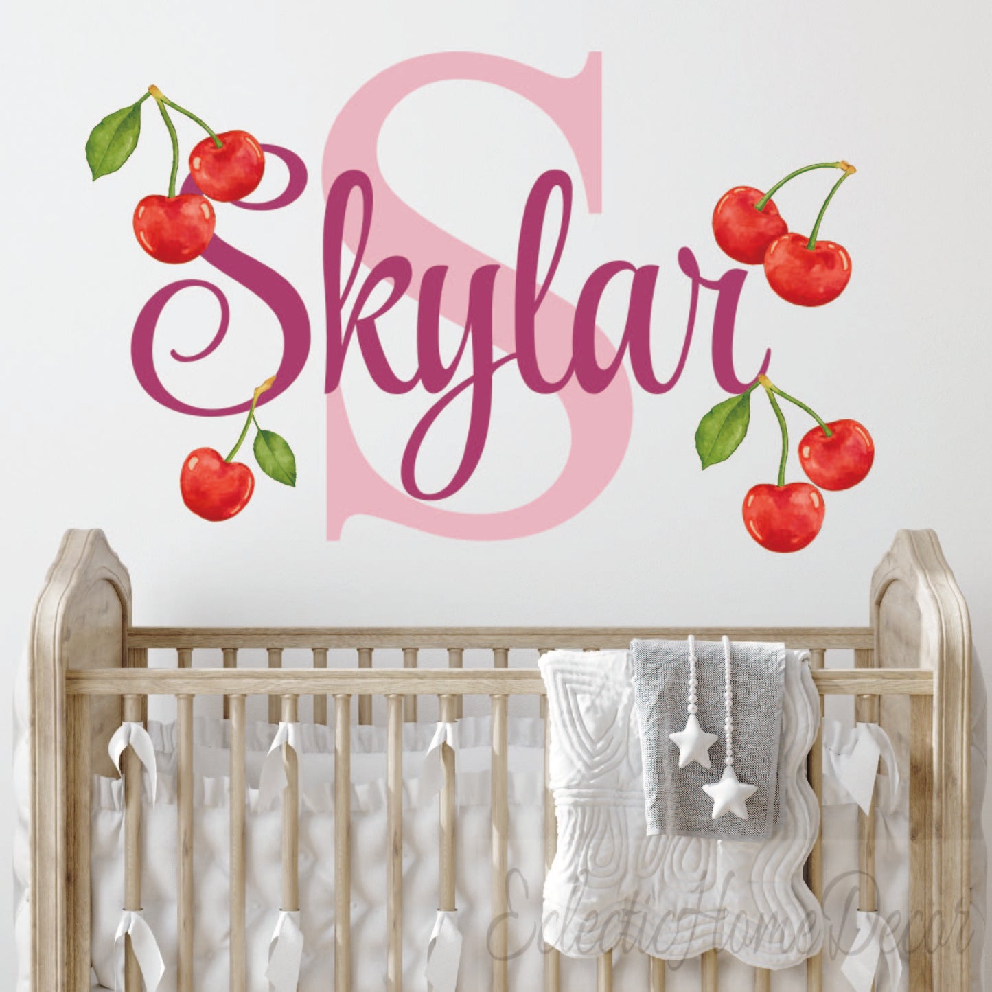 Peel and stick cherry wall decals removable nursery playroom decoration
