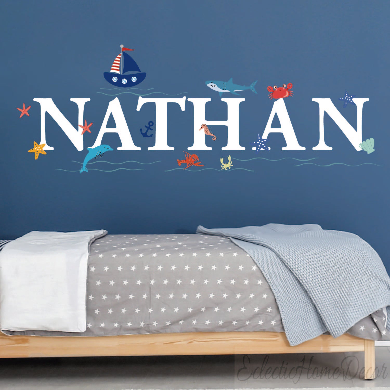 Peel and stick ocean wall decals removable nursery playroom decoration
