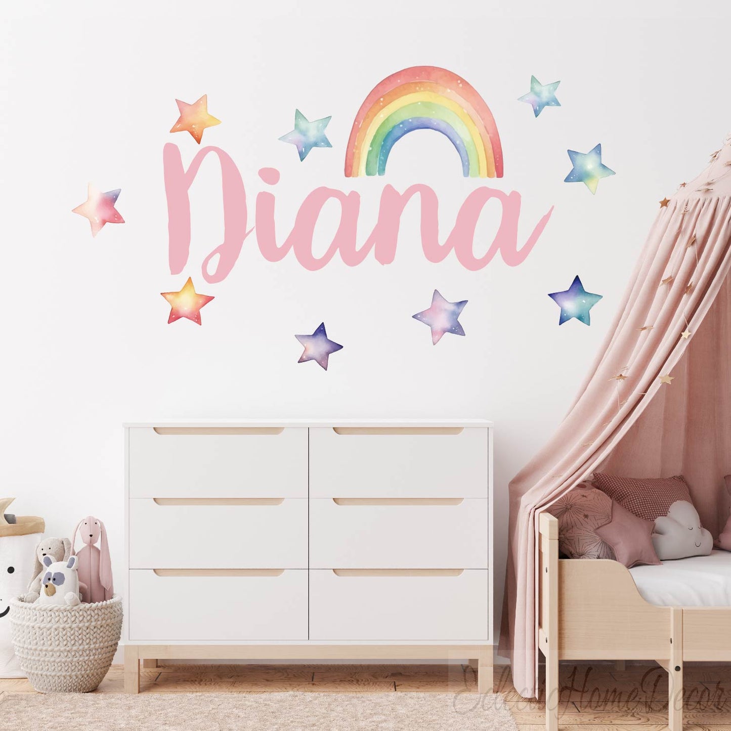 Peel and stick rainbow wall decals removable nursery baby room decoration
