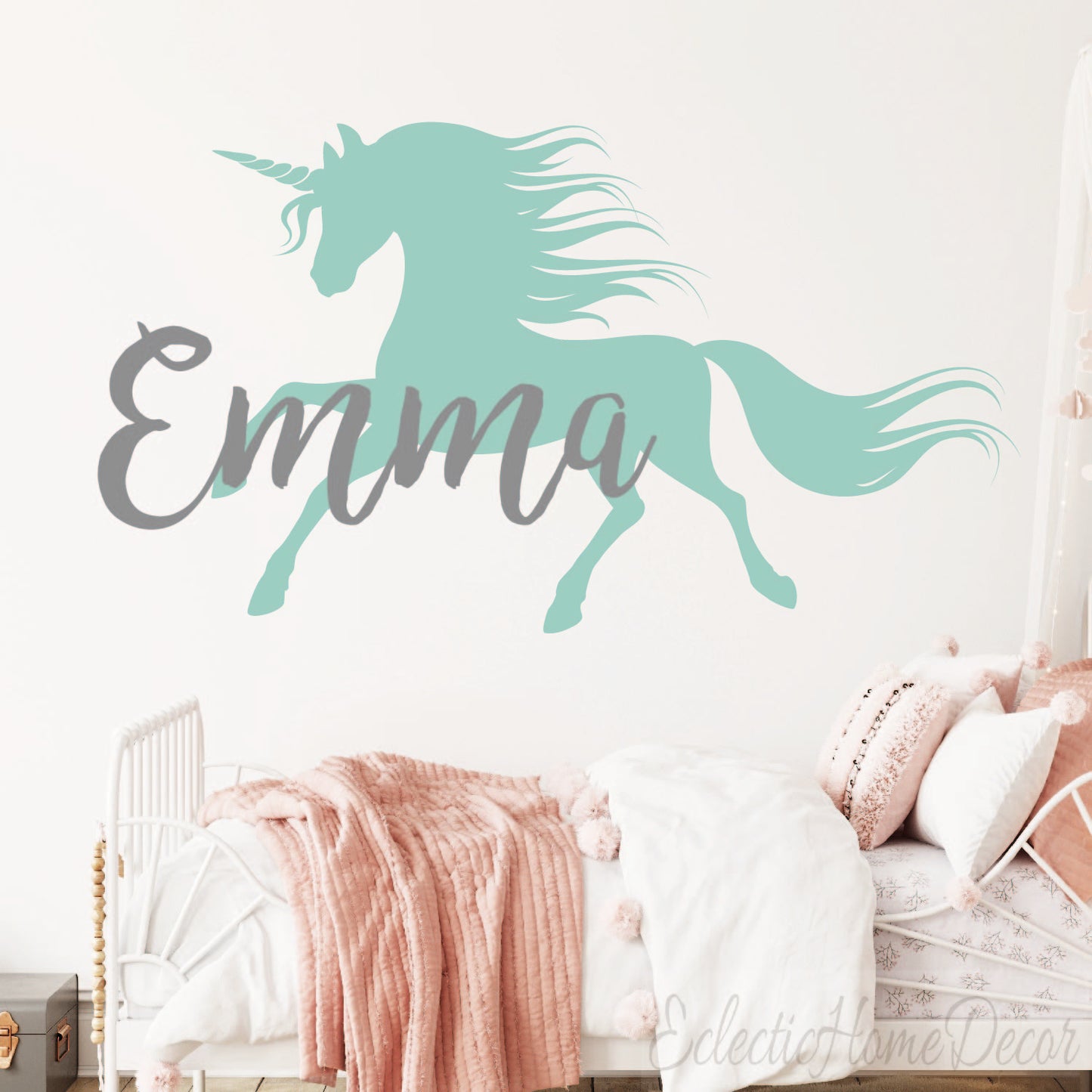 Peel and stick unicorn wall decals removable nursery playroom decoration
