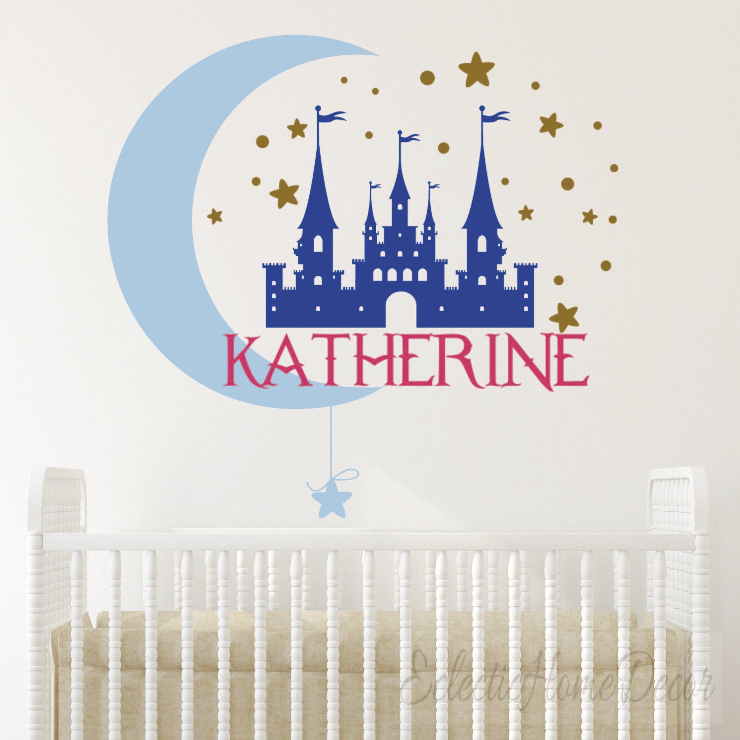 Peel and stick castle wall decals removable baby room princess decoration
