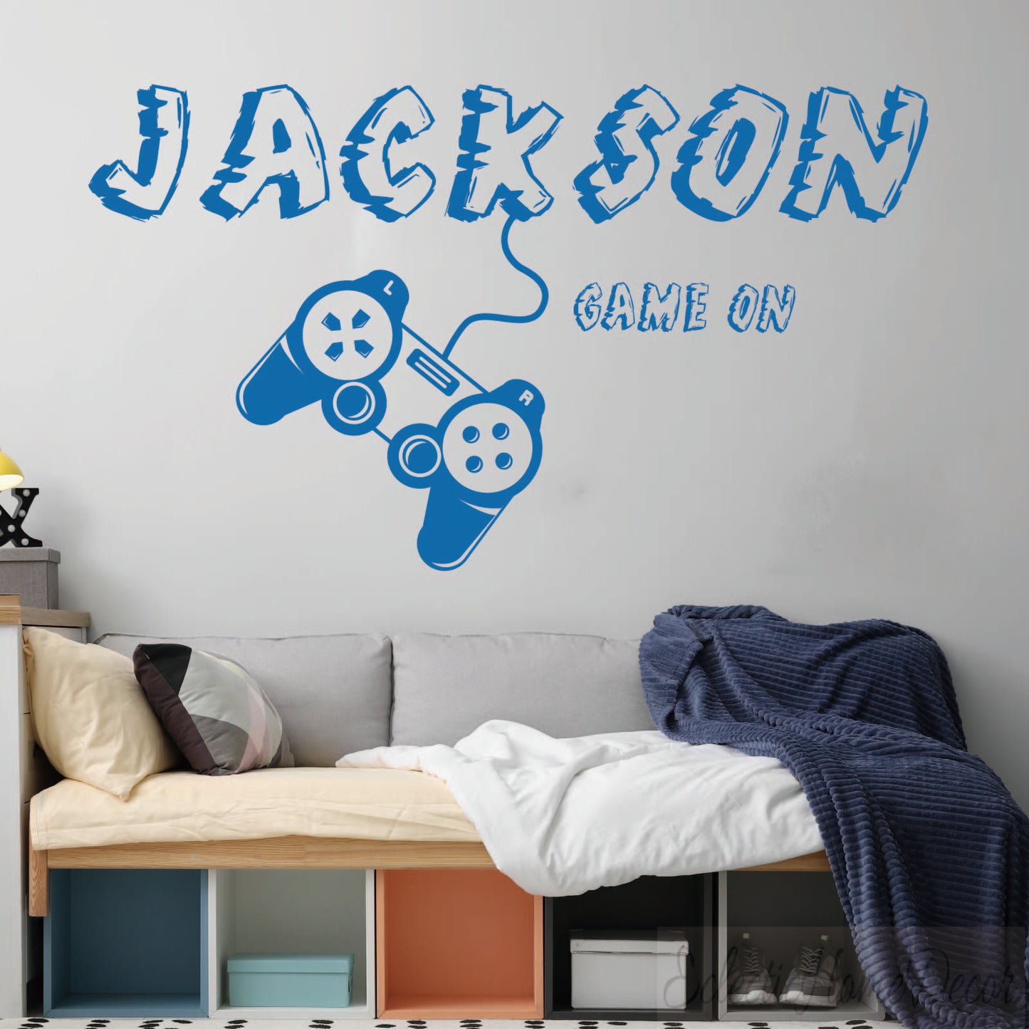 Custom Name Gaming Controller Wall Decal - Personalized Gamer Room Decor for Bedroom, Game Room, Man Cave - Removable Vinyl Sticker for Walls & Laptops