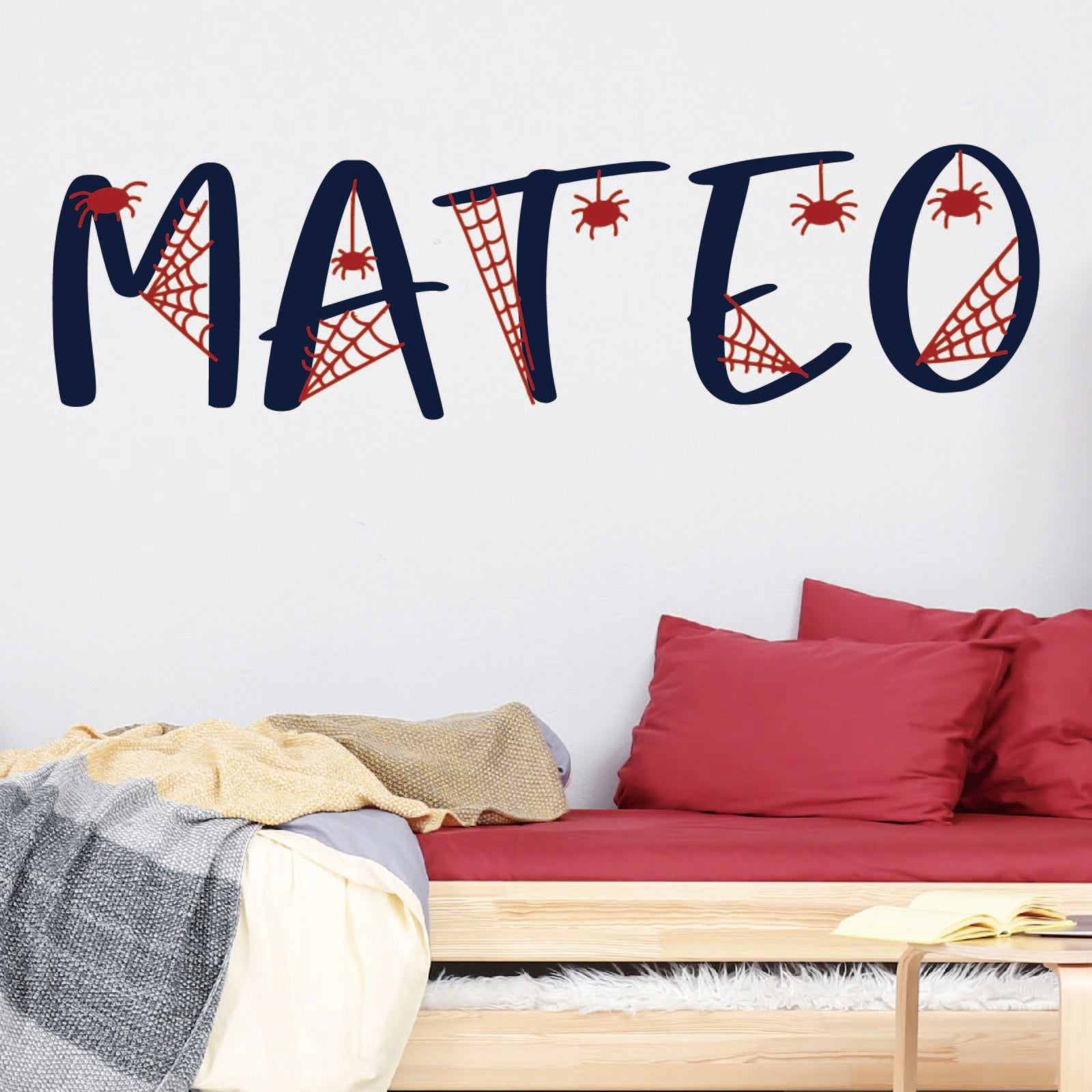 Peel and stick spider web wall decals removable boys room decoration
