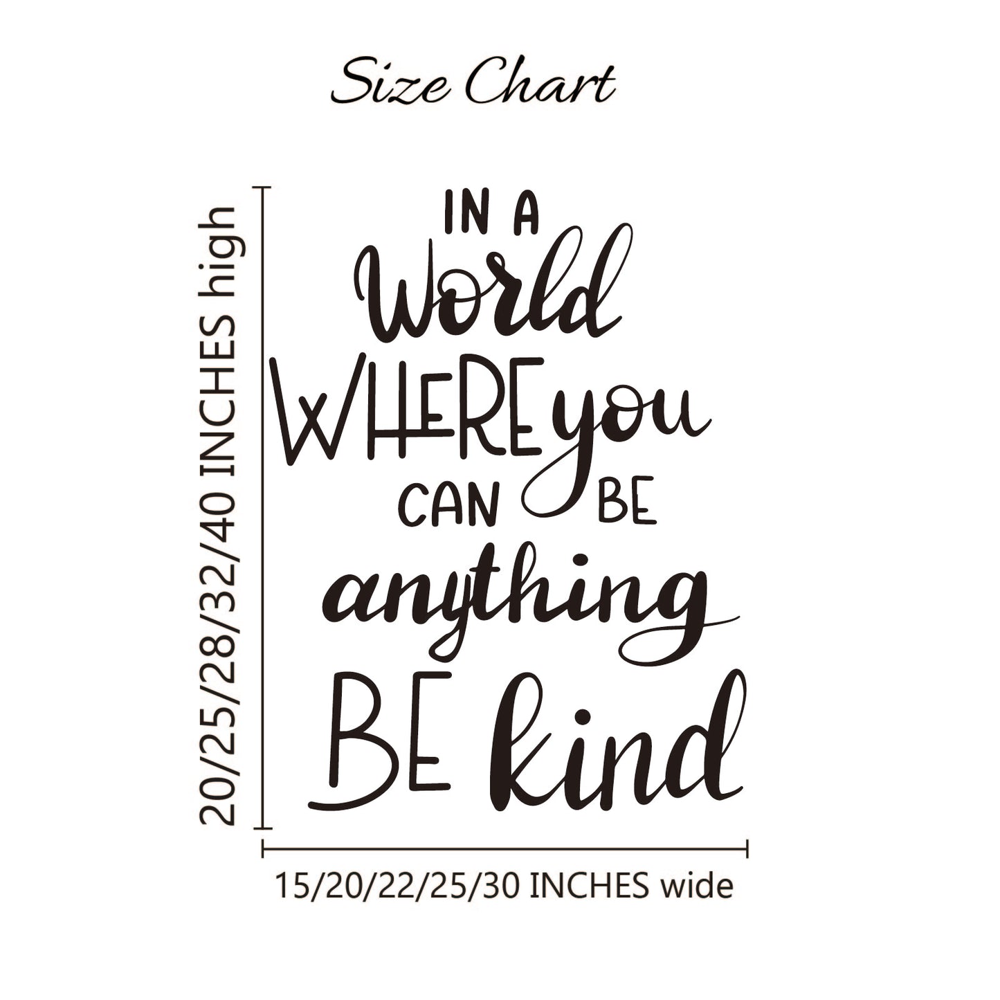 In a World Where You Can Be Anything Be Kind Wall Decal – Boho Kindness Quote Sticker for Kids Room, Nursery, or Playroom – Inspirational Wall Decor for Girls, Boys, and Family Spaces