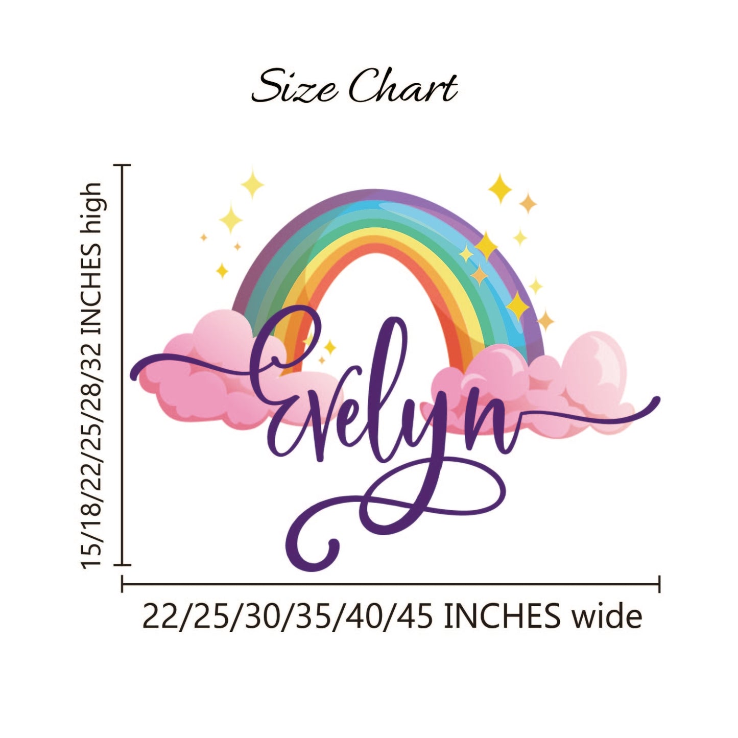Girls nursery wall art personalized name with watercolor rainbow custom colors
