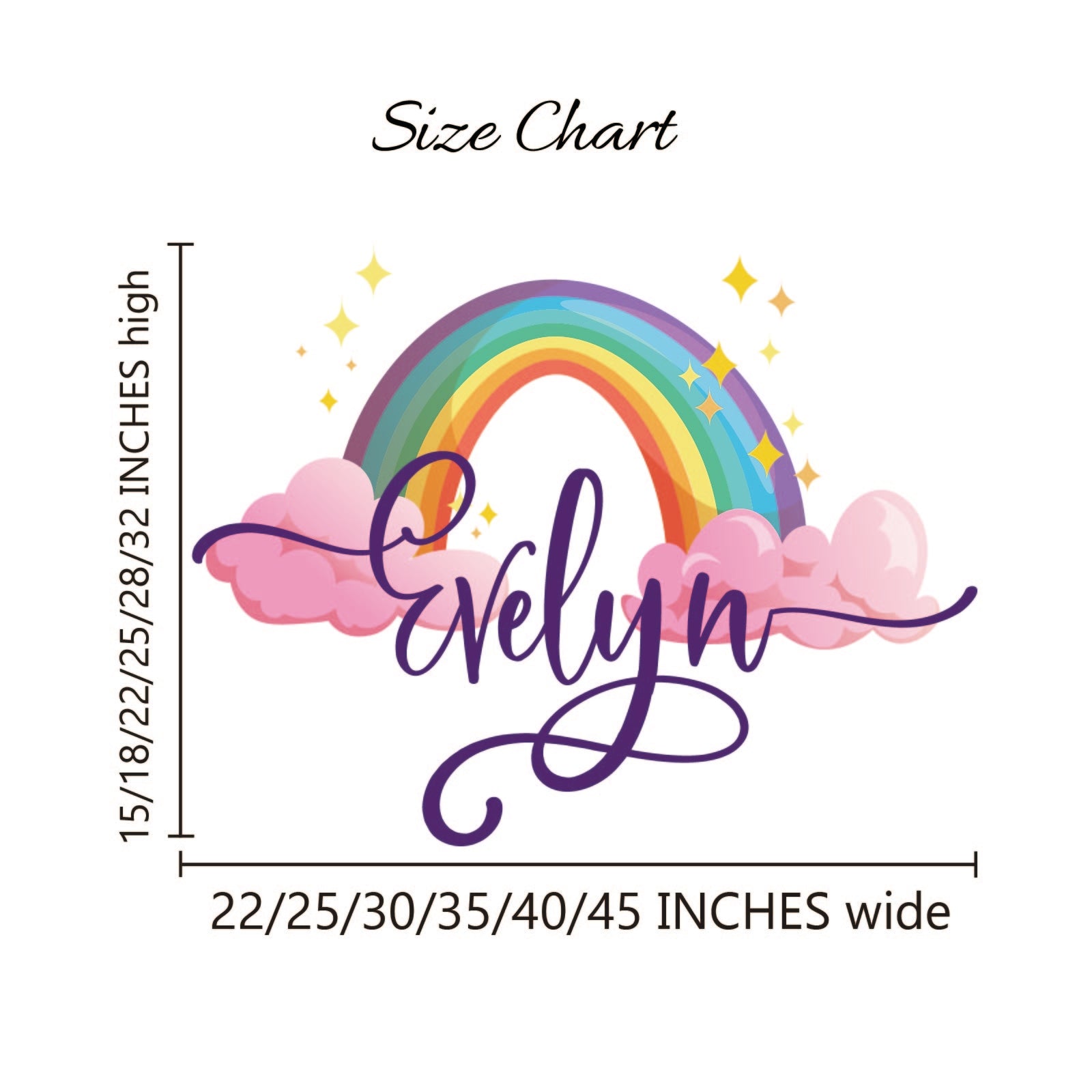 Girls nursery wall art personalized name with watercolor rainbow custom colors
