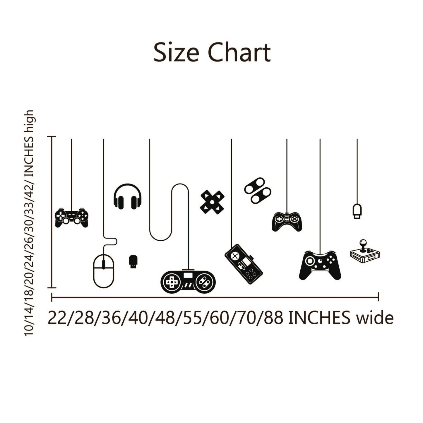 Gaming Wall Decal: Vinyl Gamer Room Decor, Large Boys Room Decor Wall Stickers Removable Peel and Stick Wall Art for Kids, Teens, Bedroom, Playroom