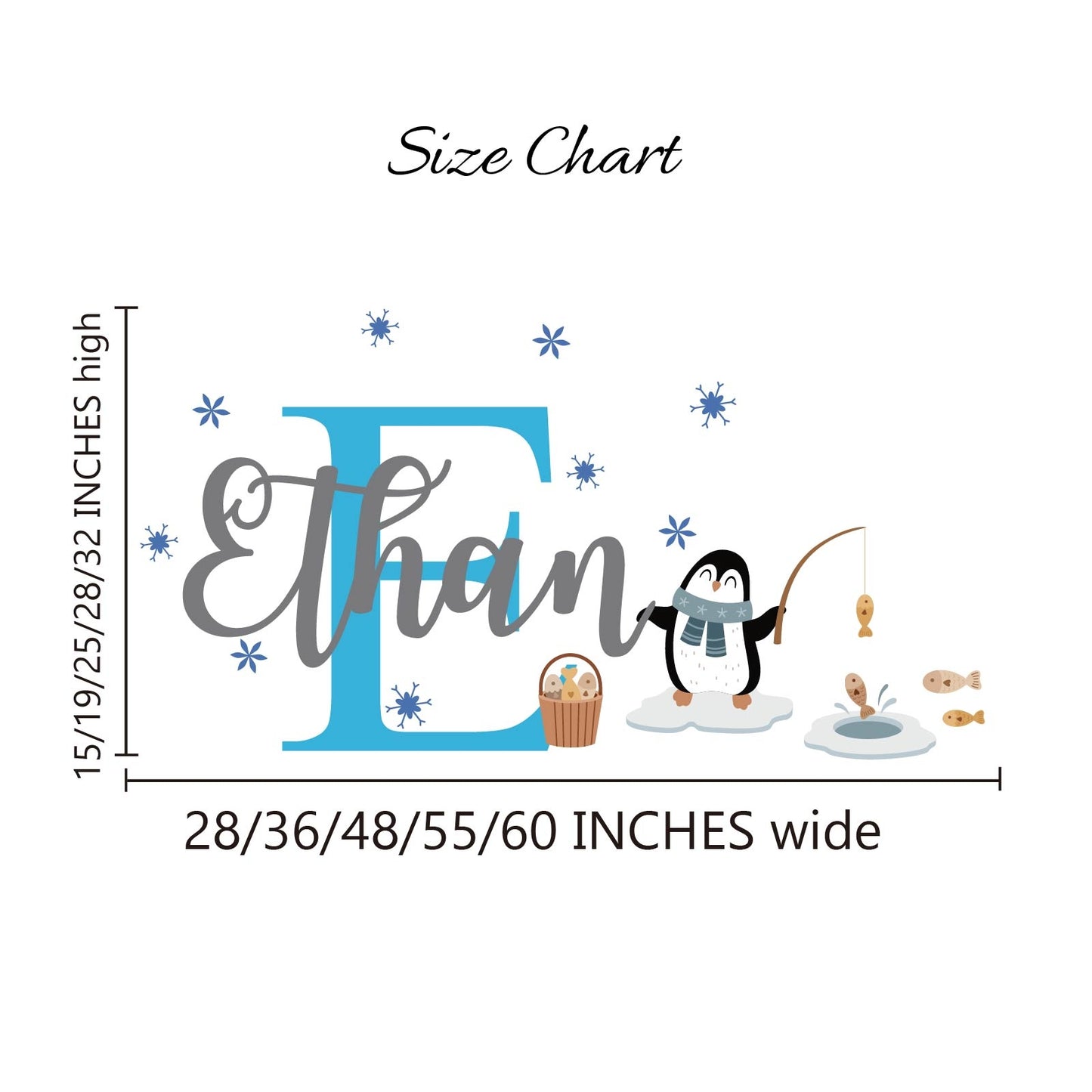 Penguin Custom Name Wall Stickers - Personalized Nursery Decor for Baby Girl Boy Room | Waterproof Removable Vinyl Decals, DIY Kids Bedroom Wall Art, Heartfelt Room Accent