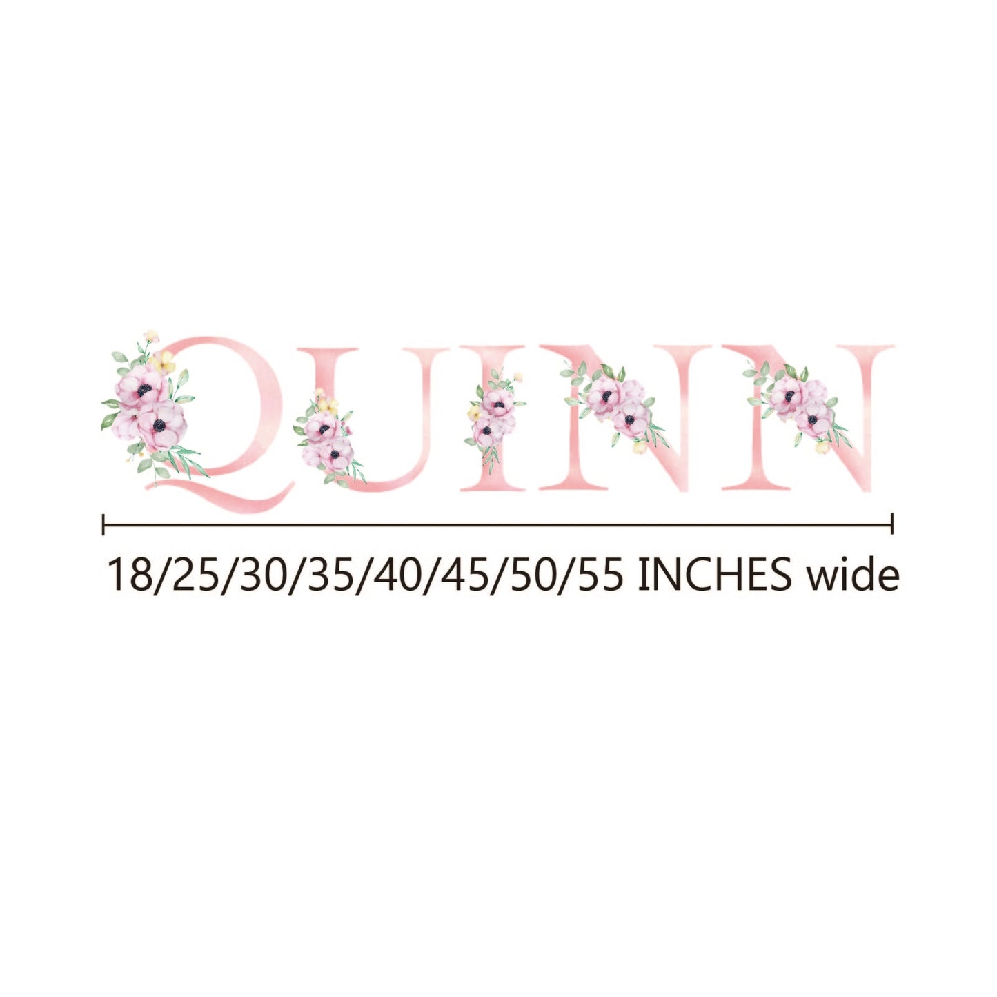 Custom Girl Name Vinyl Wall Decal - Personalized Flower Alphabet Name Sticker, Waterproof Nursery Wall Decor for Kids Bedroom or Baby Room