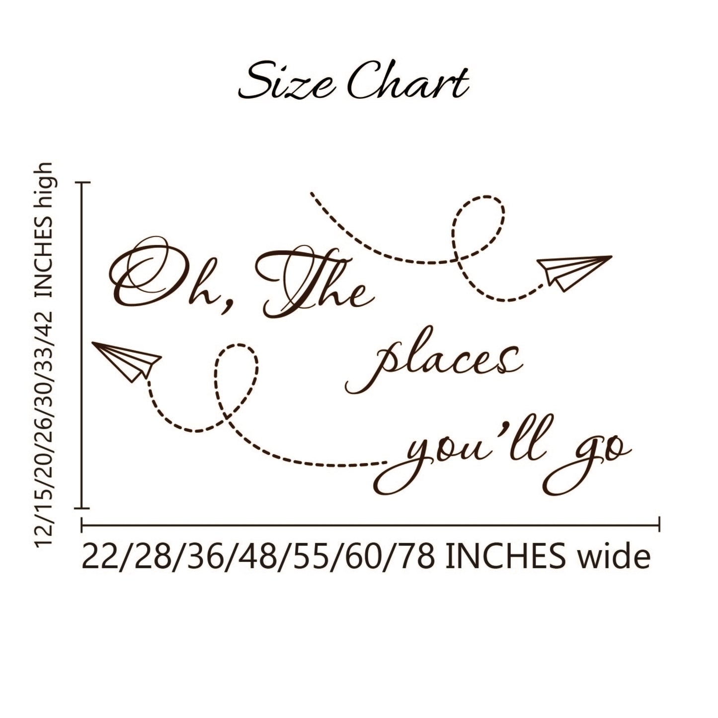 Airplane Wall Decal – "Oh the Places You'll Go" Nursery Quote Sticker, Inspirational Kids Room Decor for Boys & Girls, Pilot-Themed Vinyl Art