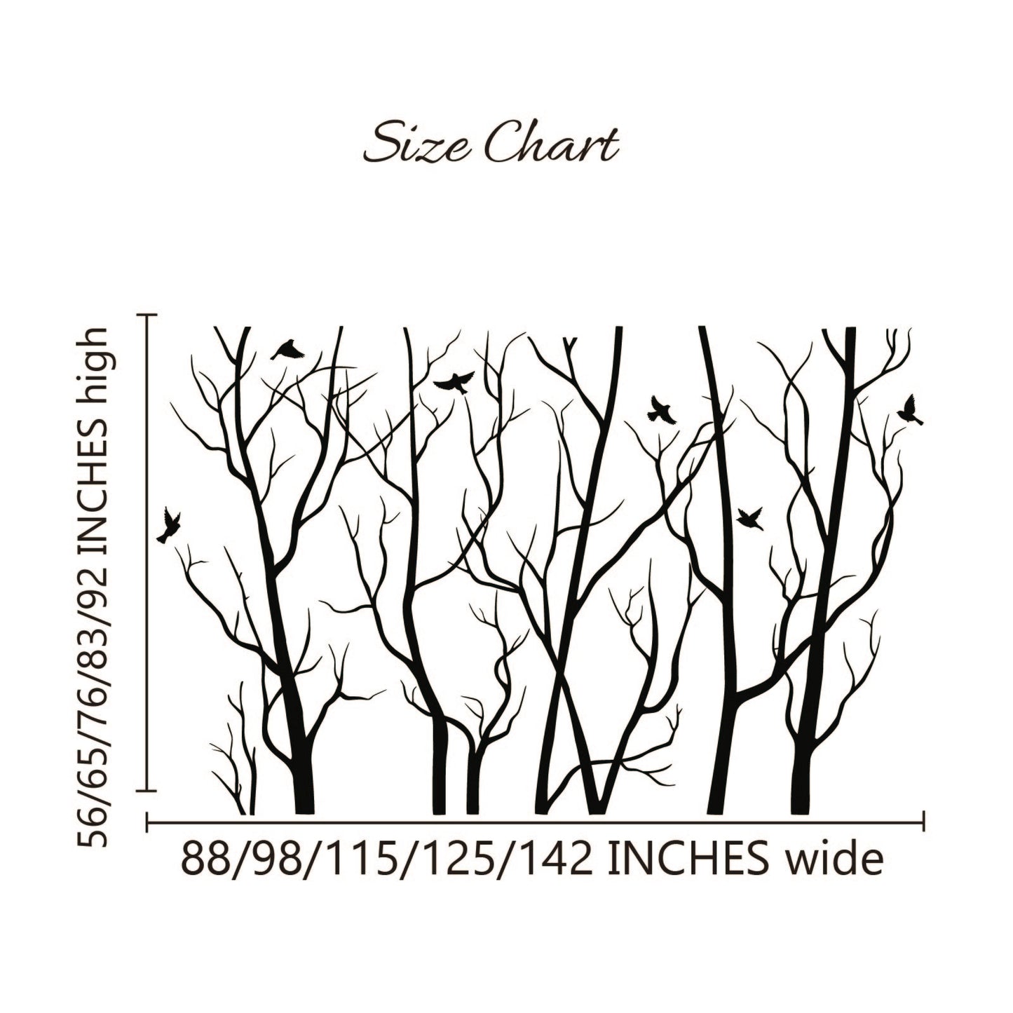 Black tree and flying birds vinyl decal - large wall art for nursery decor
