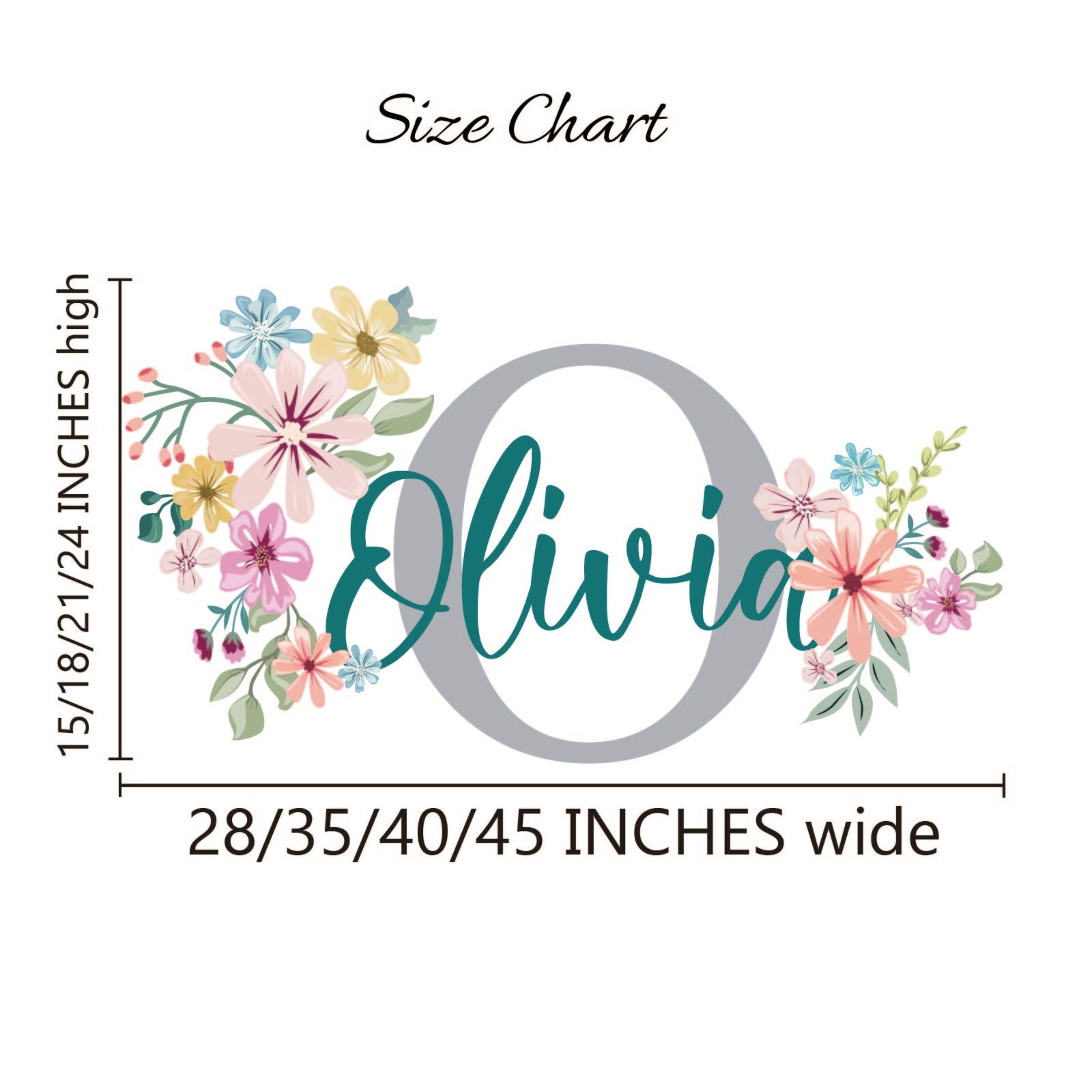 Personalized floral wall art with custom name for elegant nursery
