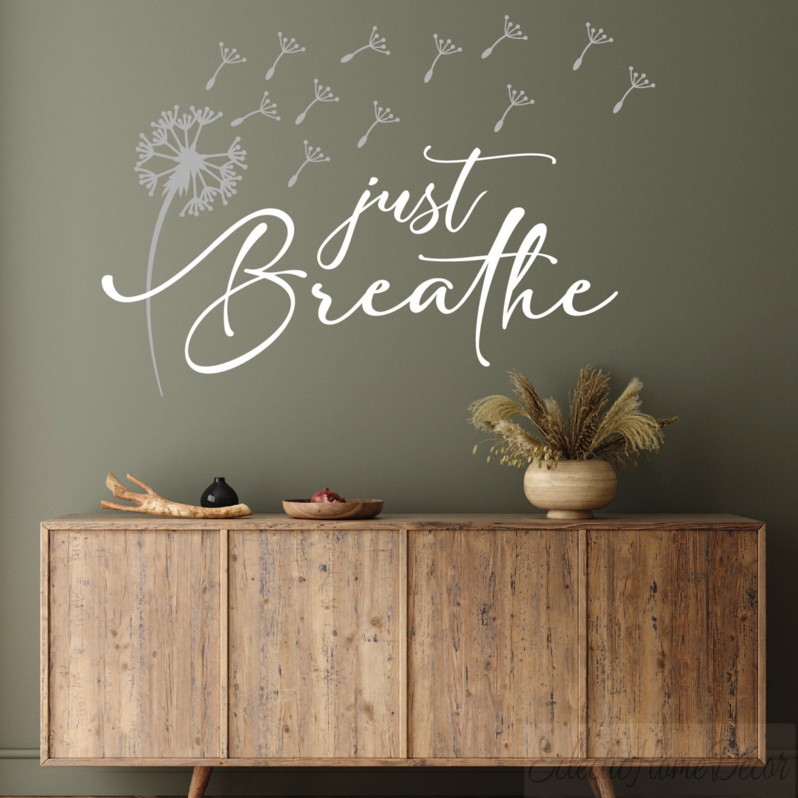 Dandelion flower wall art with inspirational message for living room

