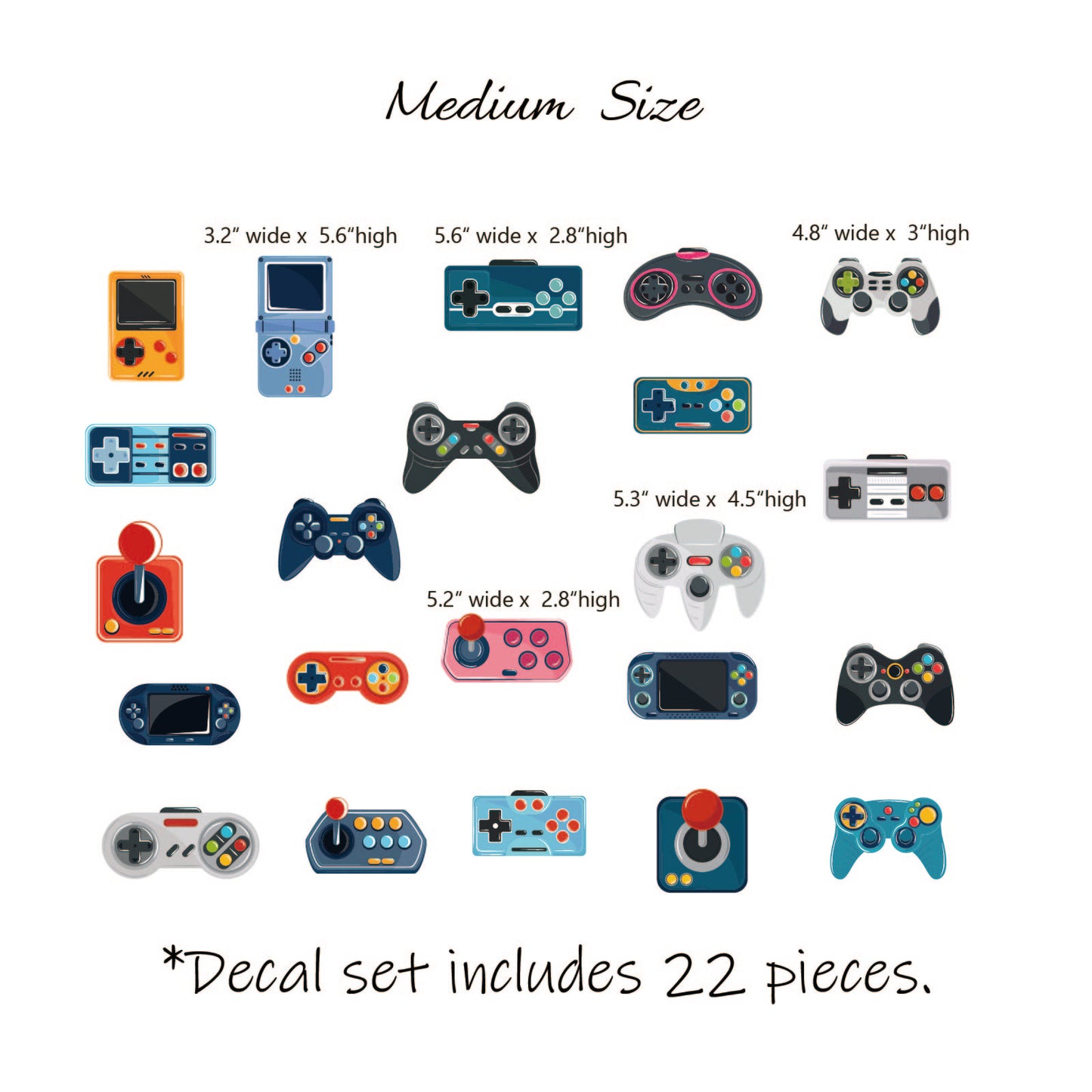 Game Controller Wall Decals - Boys Room Decor Vinyl Video Game Wall Stickers for Nursery Playroom and Apartment Bedroom Decoration