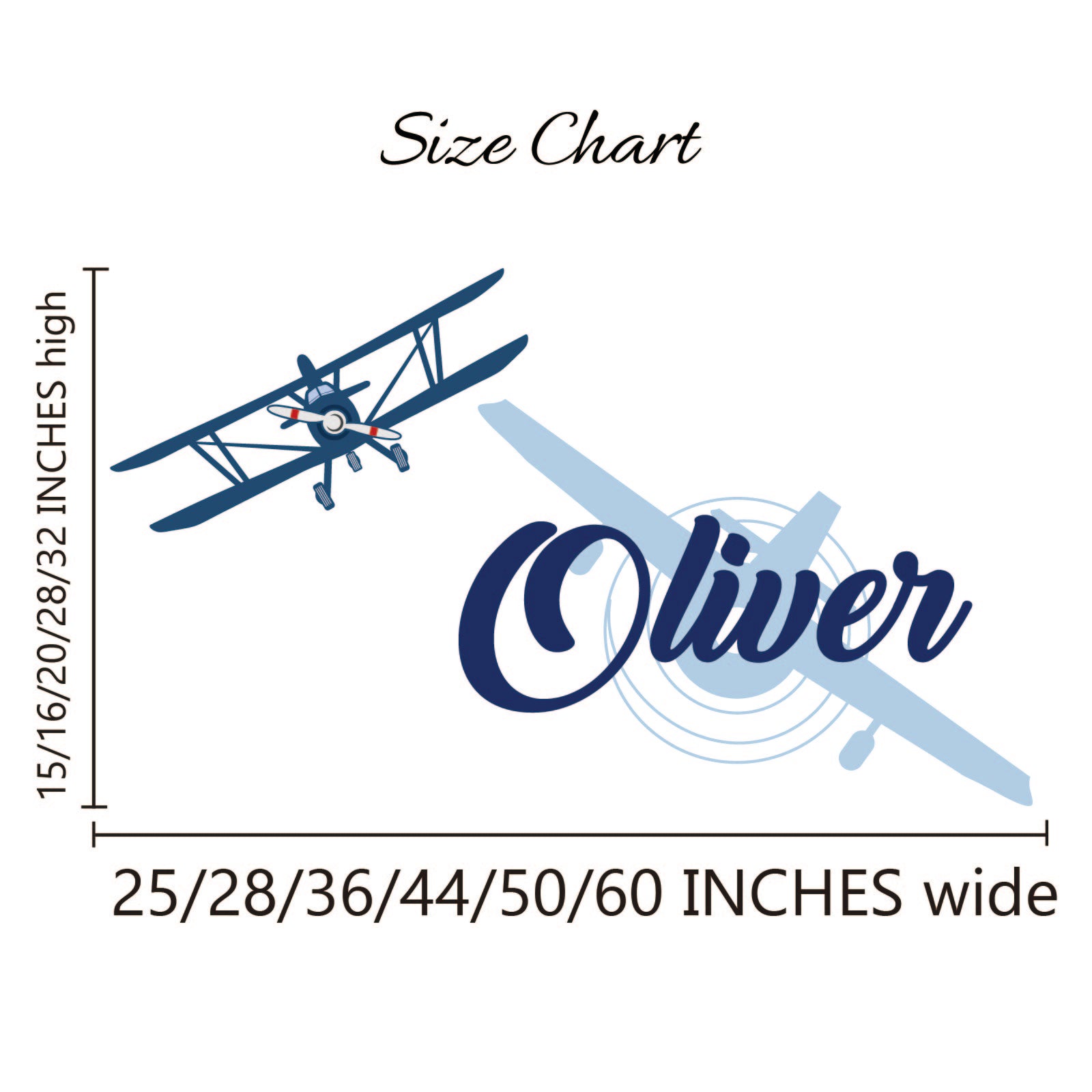 Boys nursery wall art personalized name with airplane design custom colors
