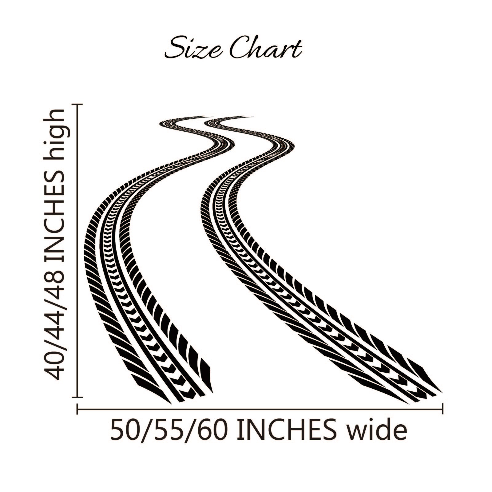 Kids room wall art tire tracks racing stickers custom colors direction
