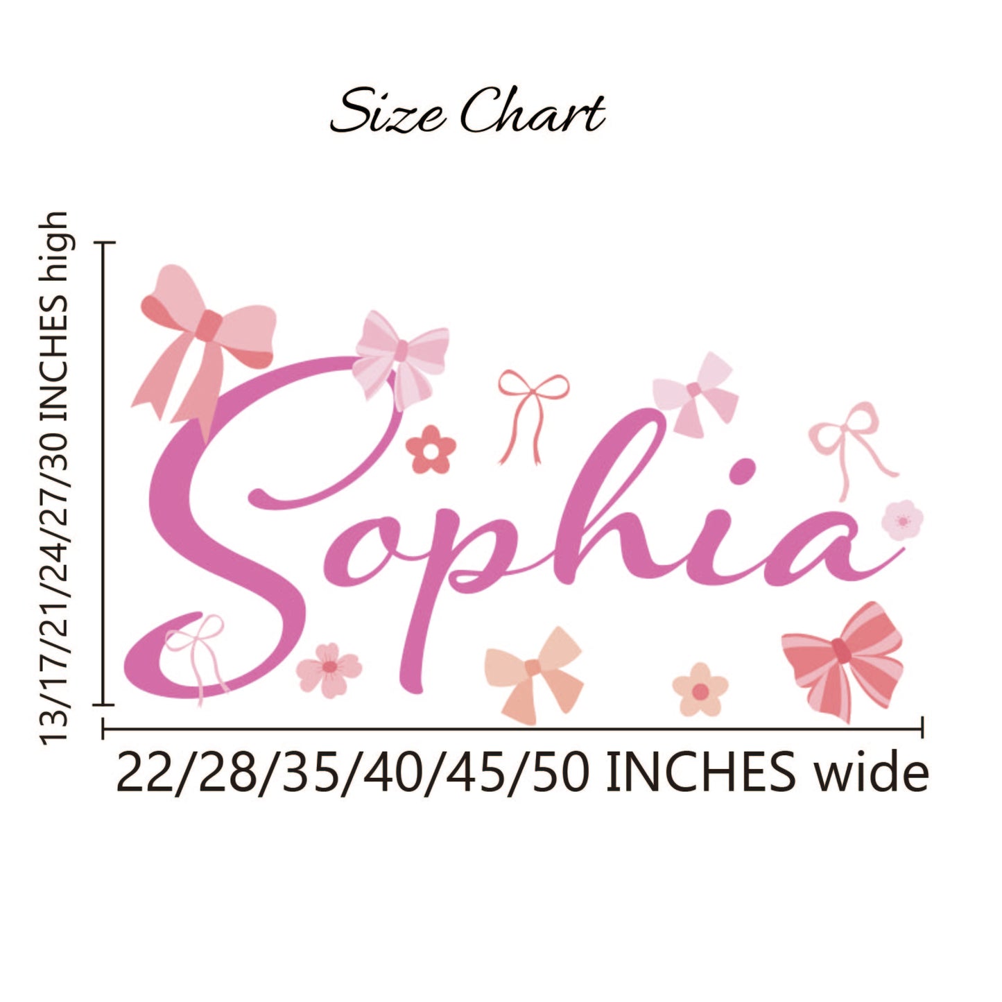 Girls nursery wall art personalized name stickers with delicate flowers
