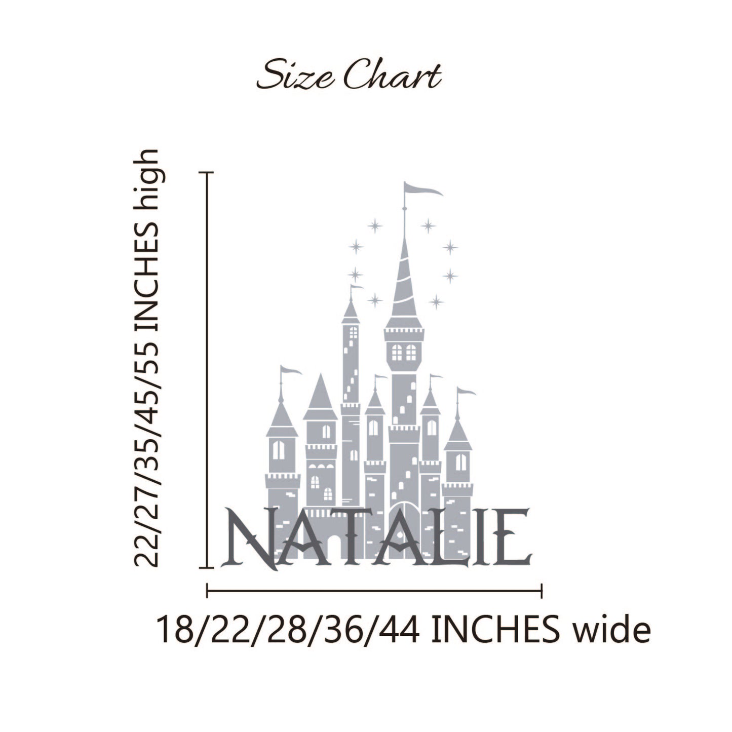 Castle Name Wall Decal for Nursery and Kids Room Personalized Princess Theme Removable Wall Sticker for Girls Bedroom Decor