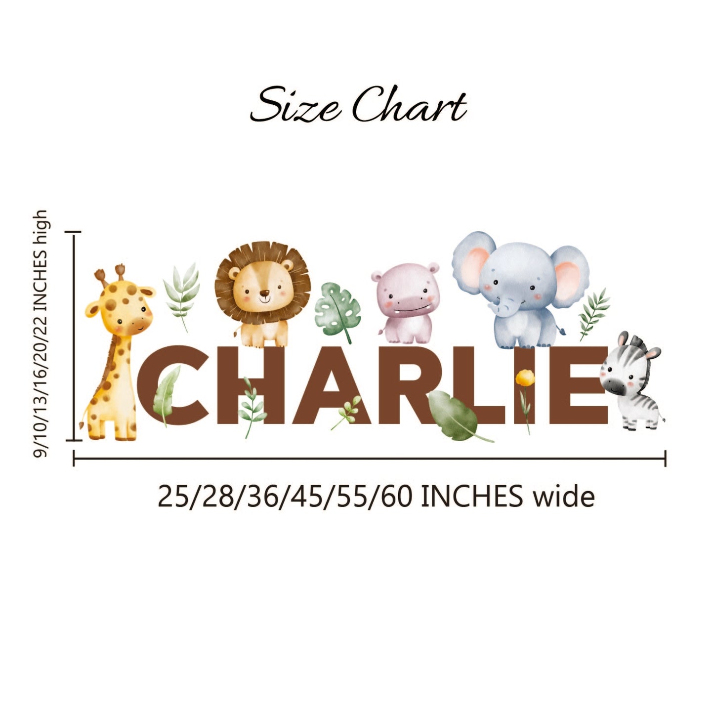 Personalized Jungle Wall Decals - Safari Animal Name Stickers for Nursery, Kids Room Decor, Peel & Stick Baby Boy/Girl Jungle Theme Wall Art