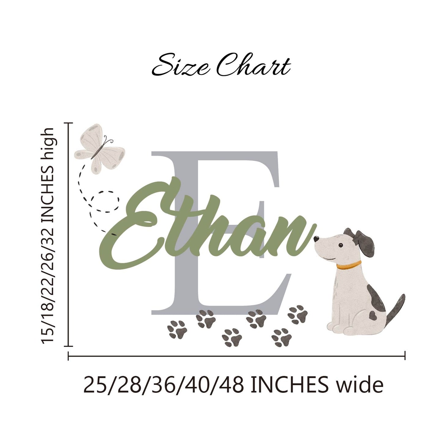 Dog themed wall art with custom name for pet lover kids bedroom
