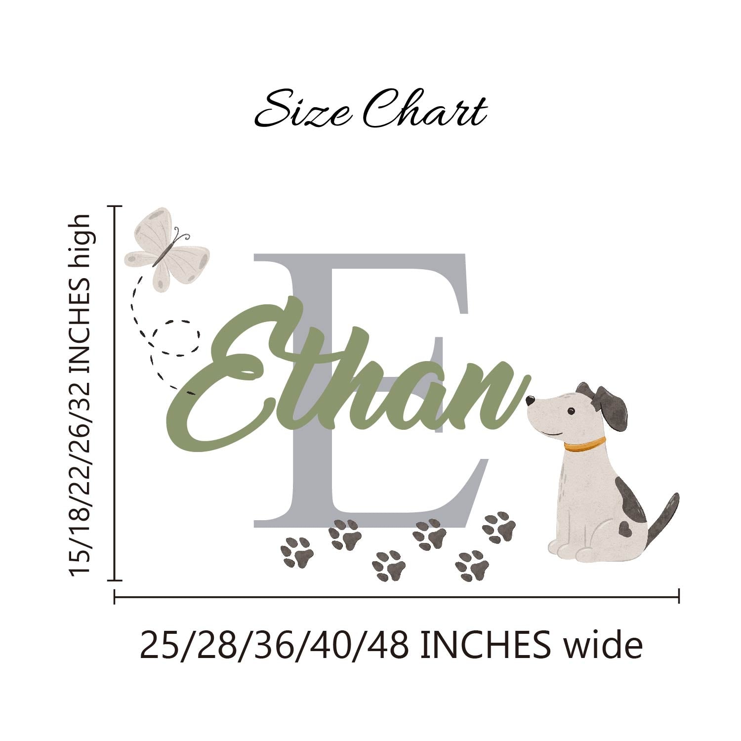 Dog themed wall art with custom name for pet lover kids bedroom
