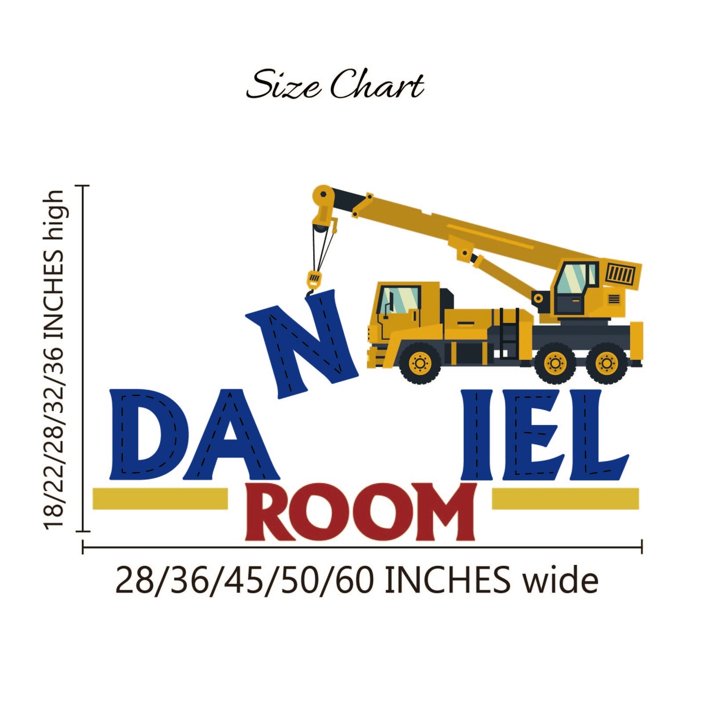 Custom Name Excavator Wall Sticker – Personalized Construction Truck Wall Decal for Kids’ Room, Boys’ Playroom Decor