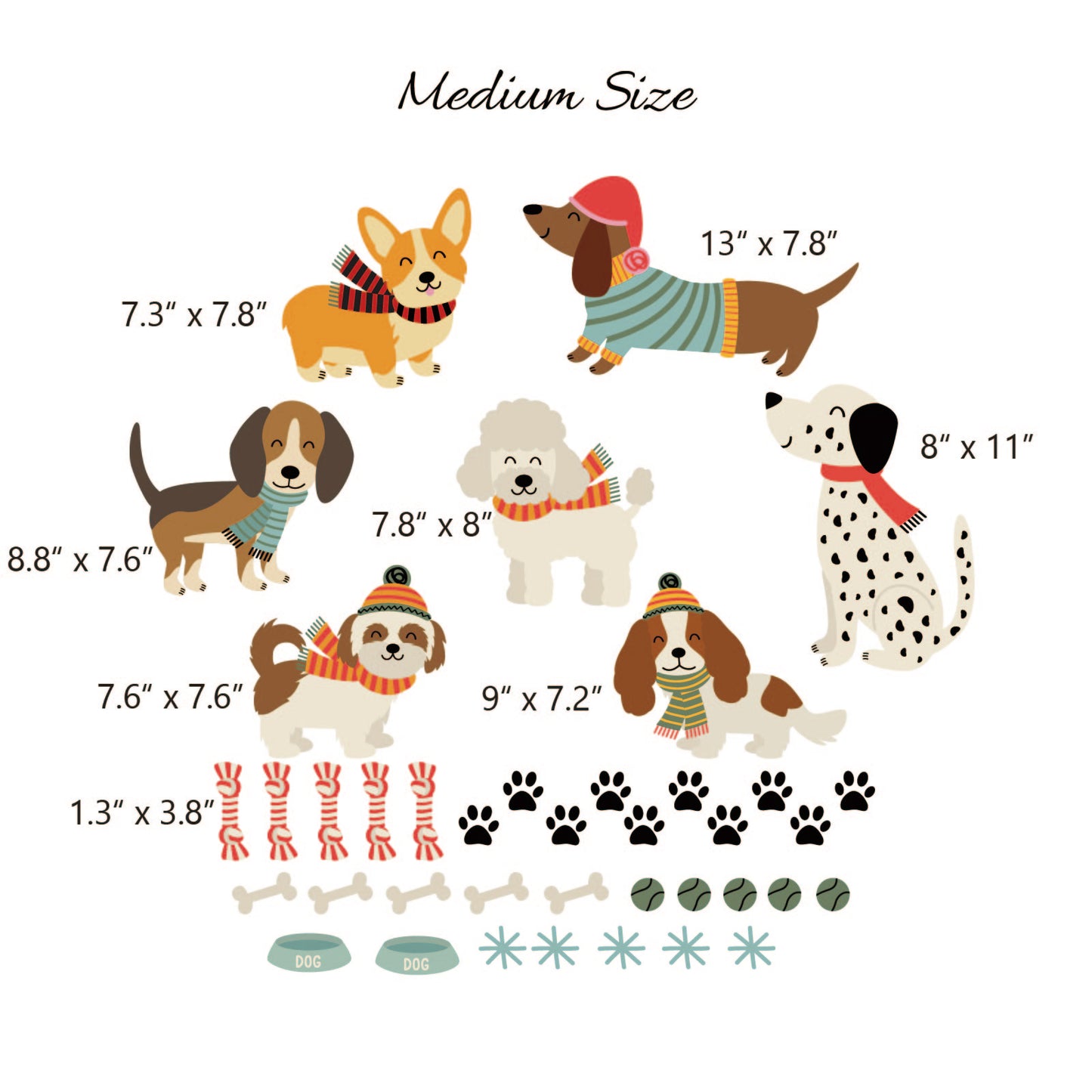 Peel and stick puppy wall decals removable nursery playroom decoration
