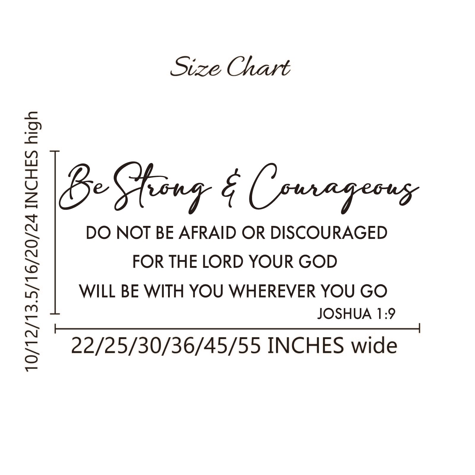 Christian wall decal for nursery - Be Strong and Courageous Joshua 1:9 vinyl art
