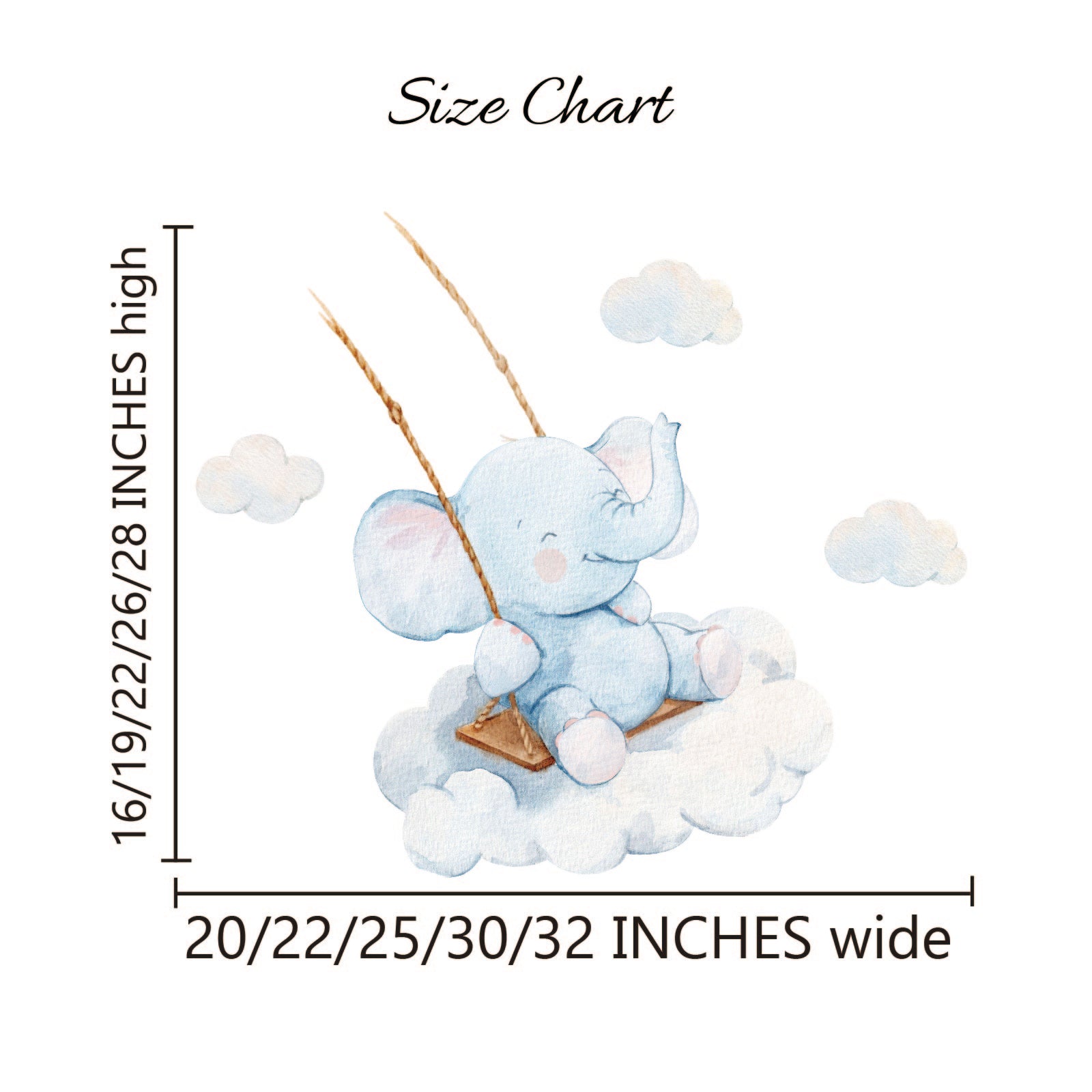 Animal nursery wall art elephant swing stickers for children's bedroom
