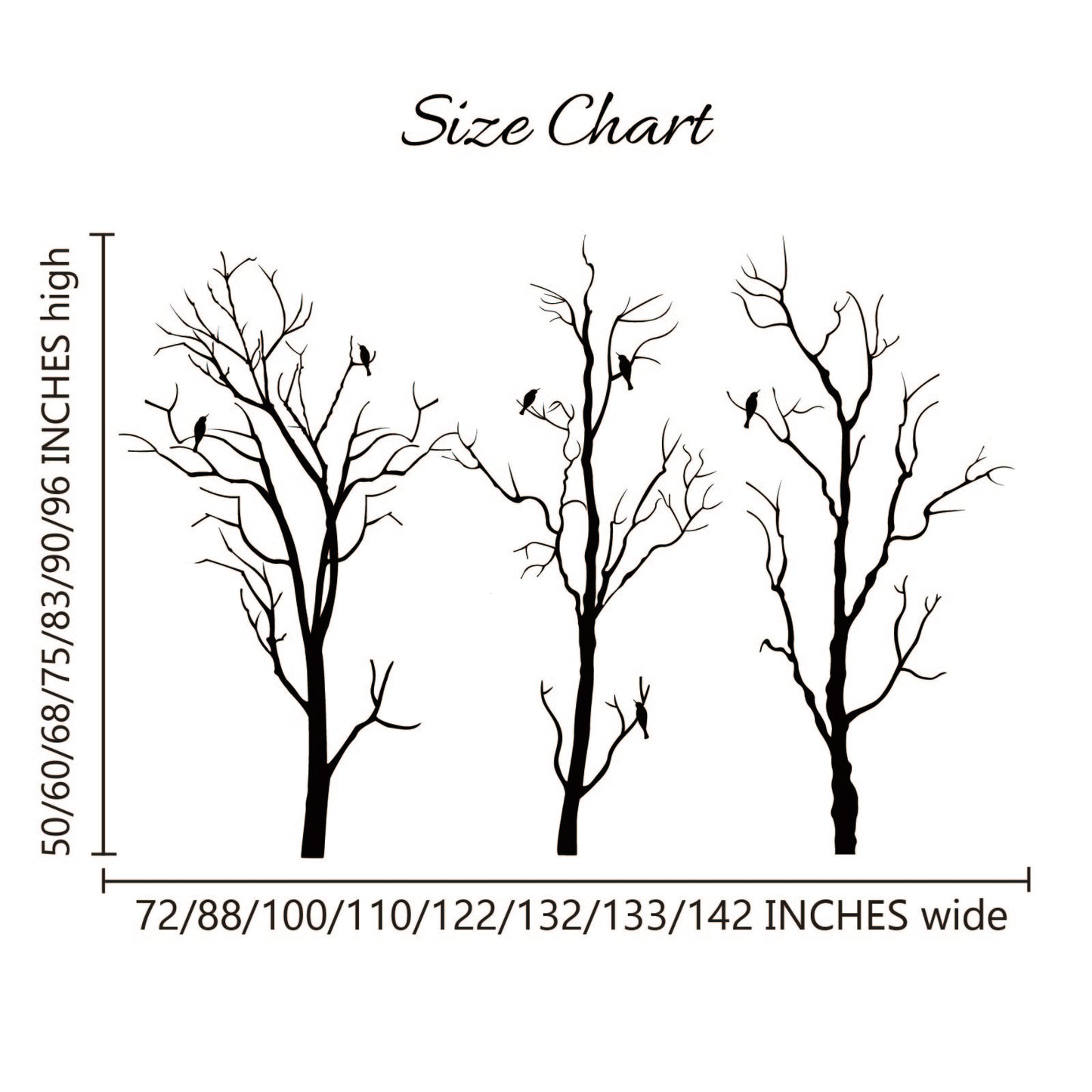 Removable black tree branch wall decals with bird silhouettes for home decor
