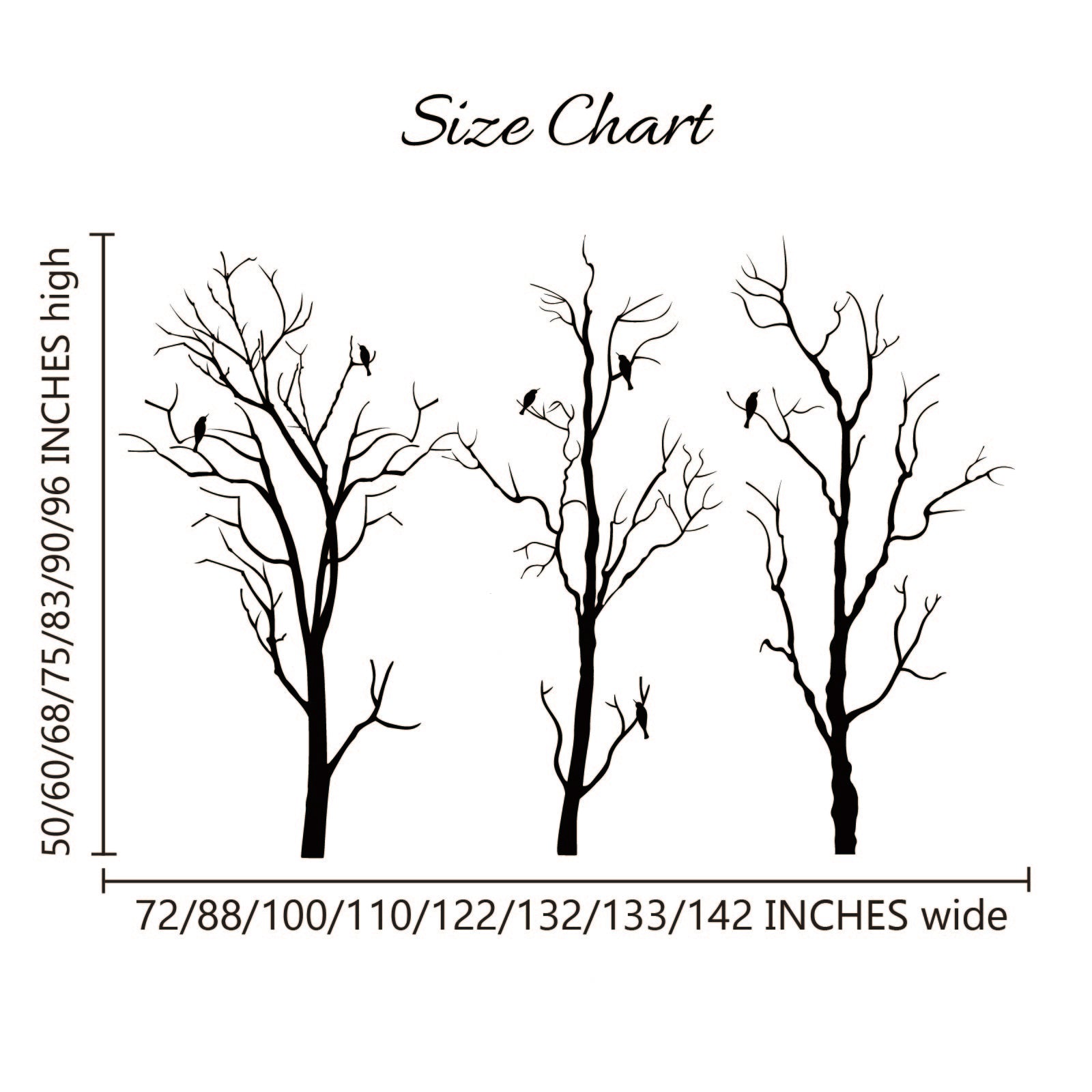 Removable black tree branch wall decals with bird silhouettes for home decor
