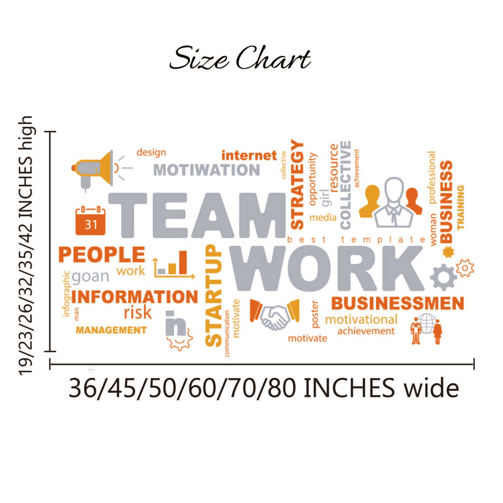 Office wall art teamwork quotes vinyl stickers custom colors
