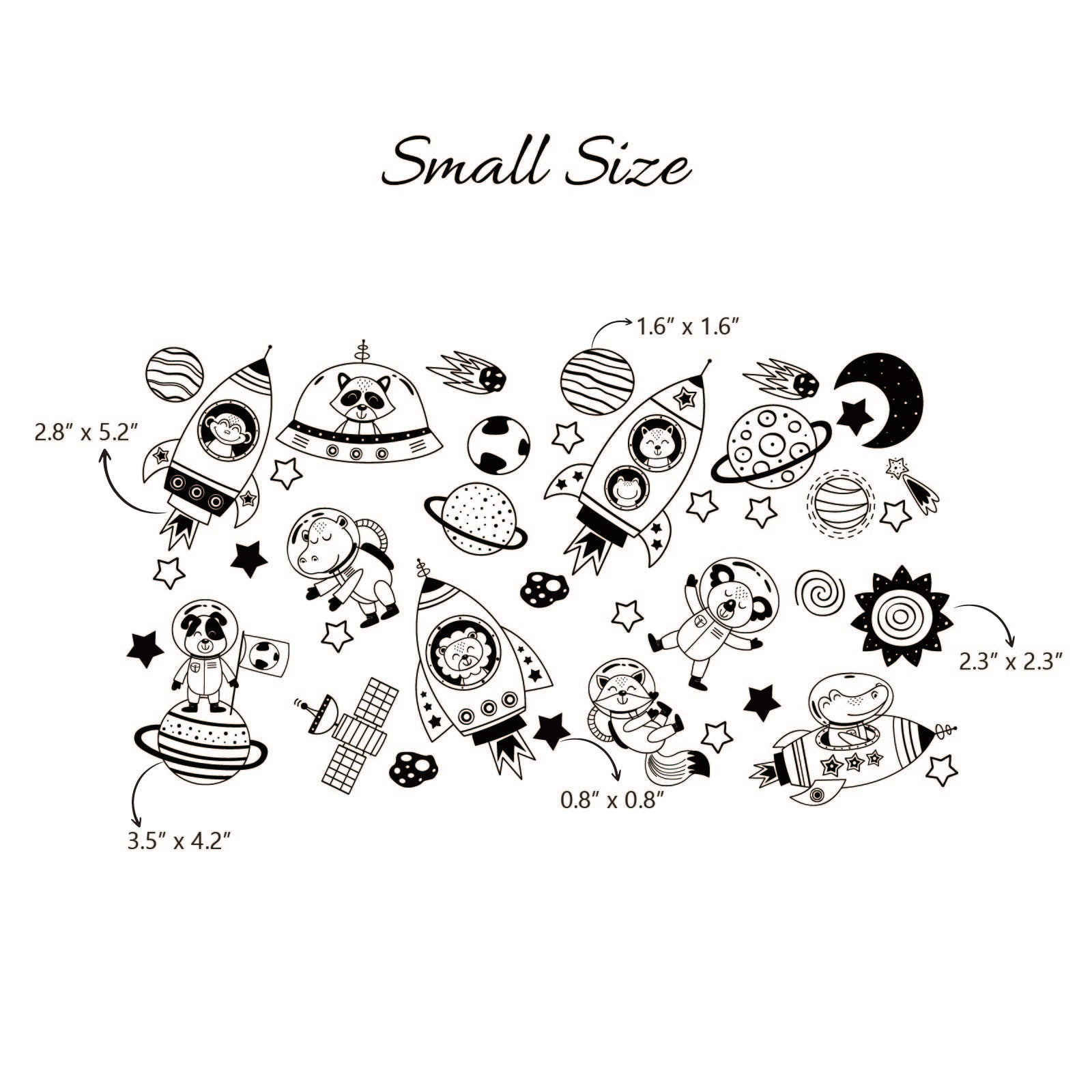 Boys room decor space animals wall stickers planets stars custom colors
