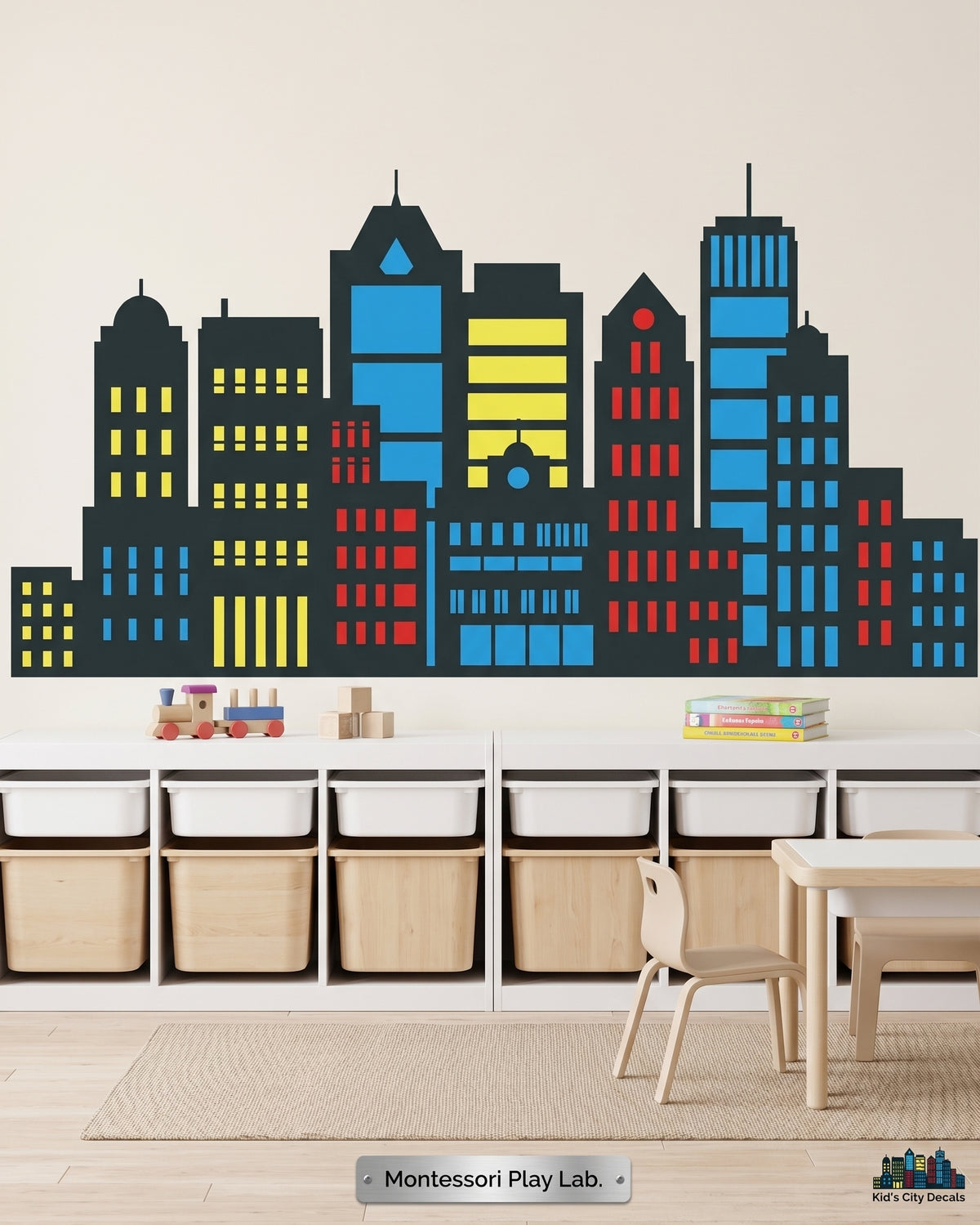 Superhero City Skyline Wall Decals for Kids Rooms