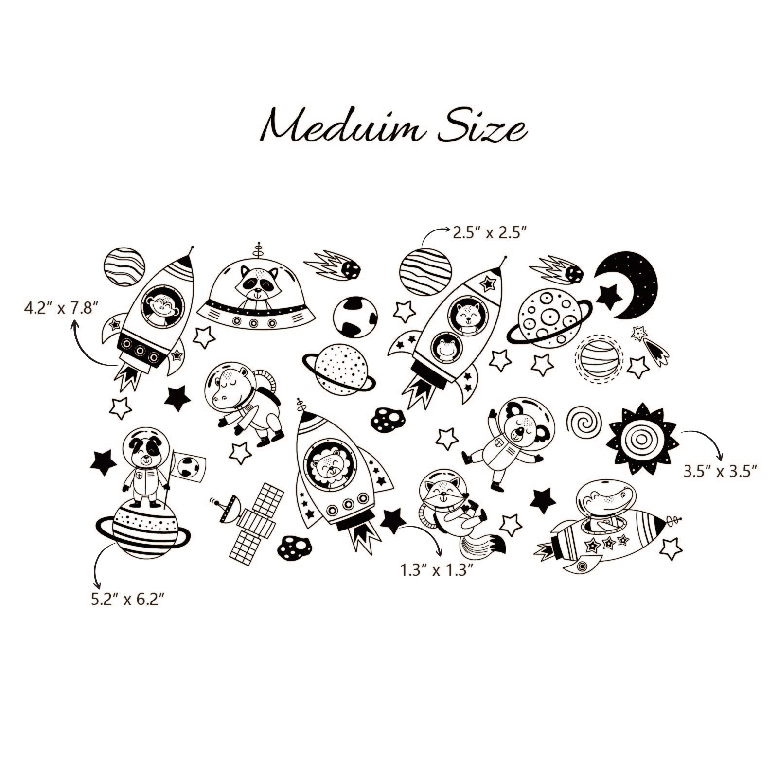 Cosmic wall decals outer space animals rockets for boys bedroom
