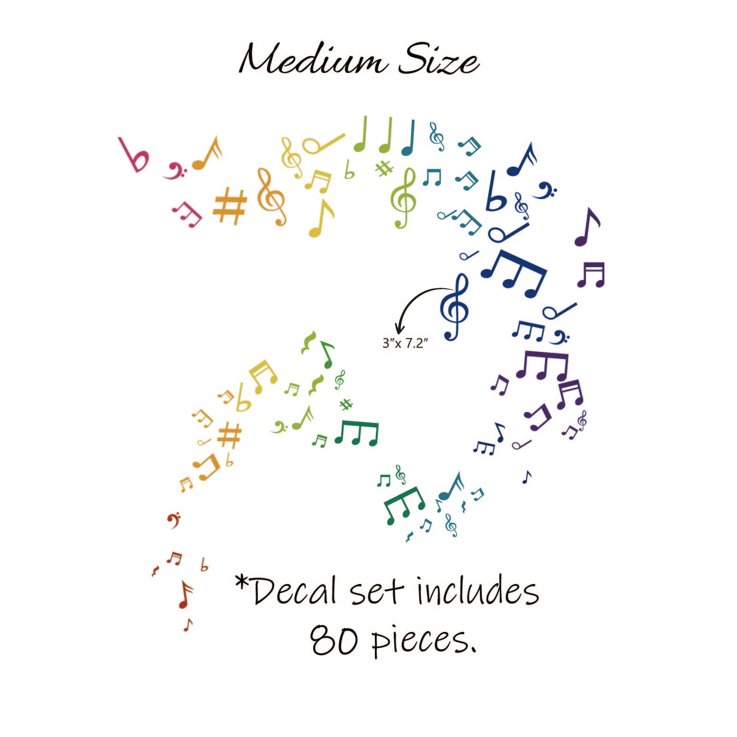80 piece music note wall stickers customizable layout for bedroom
