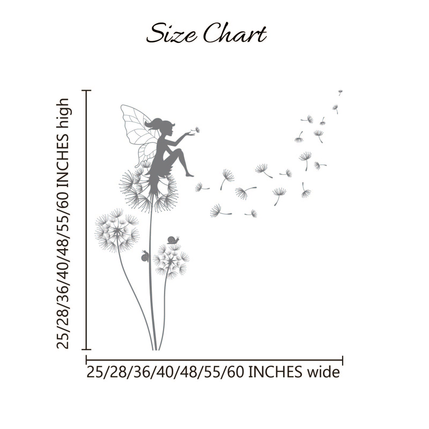 Fairy dandelion wall stickers with customizable direction for girls room
