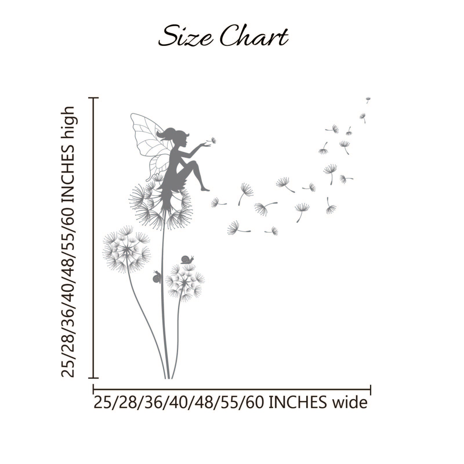 Fairy dandelion wall stickers with customizable direction for girls room
