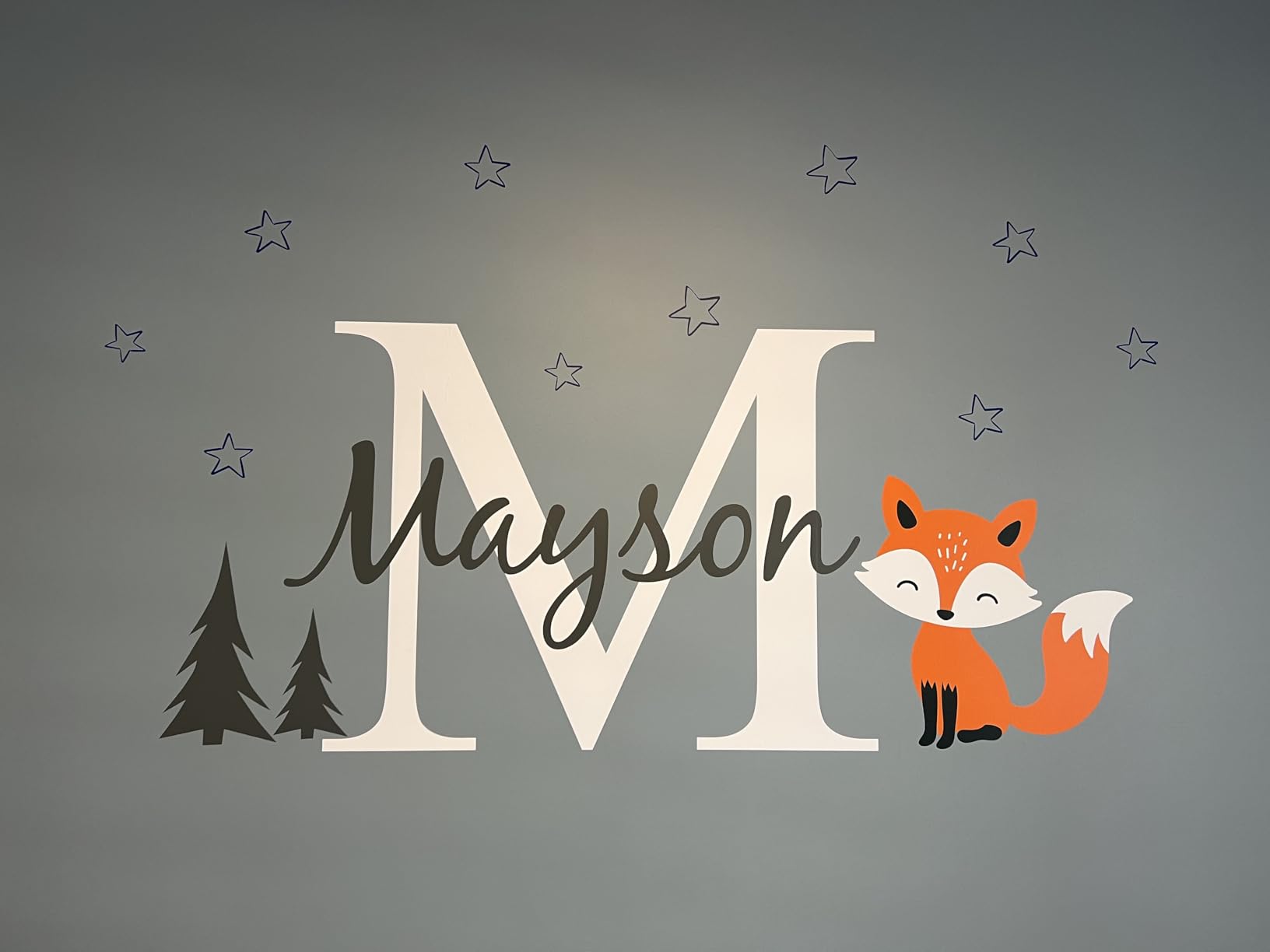 Customizable fox wall stickers woodland theme personalized name decals
