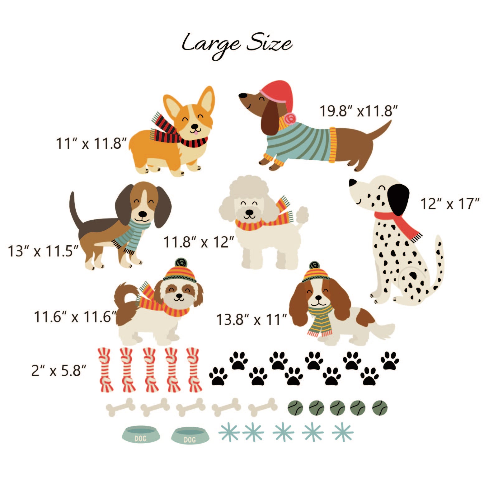 Watercolor doggy wall stickers matte vinyl for kids bedroom decor
