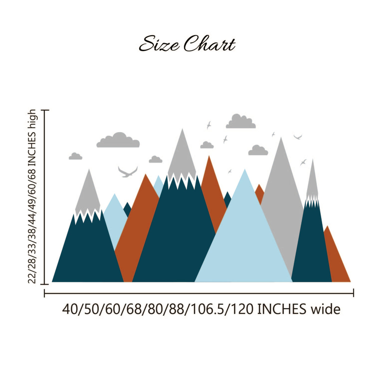 Mountains Wall Decal with Birds - Nursery & Kids Room Wall Sticker