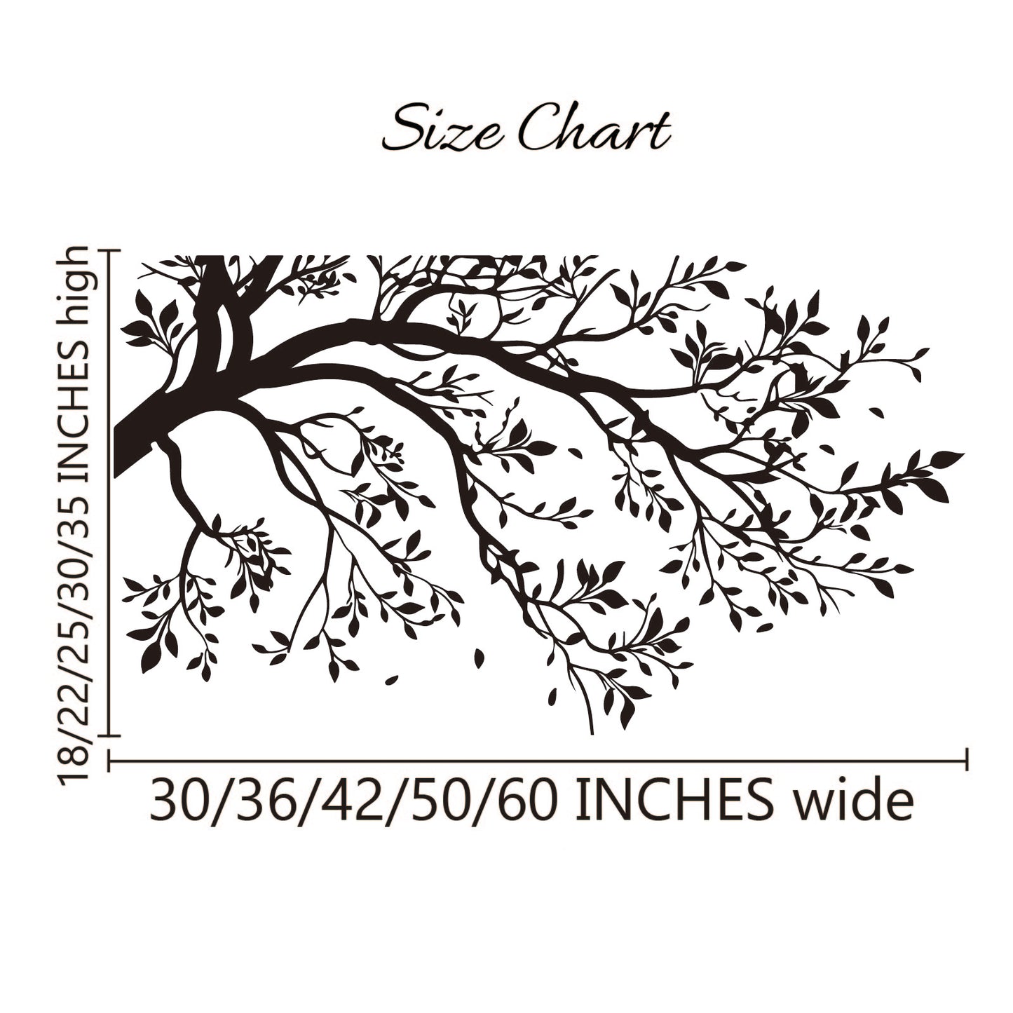 Tree branch silhouette wall sticker for living room and bedroom decoration
