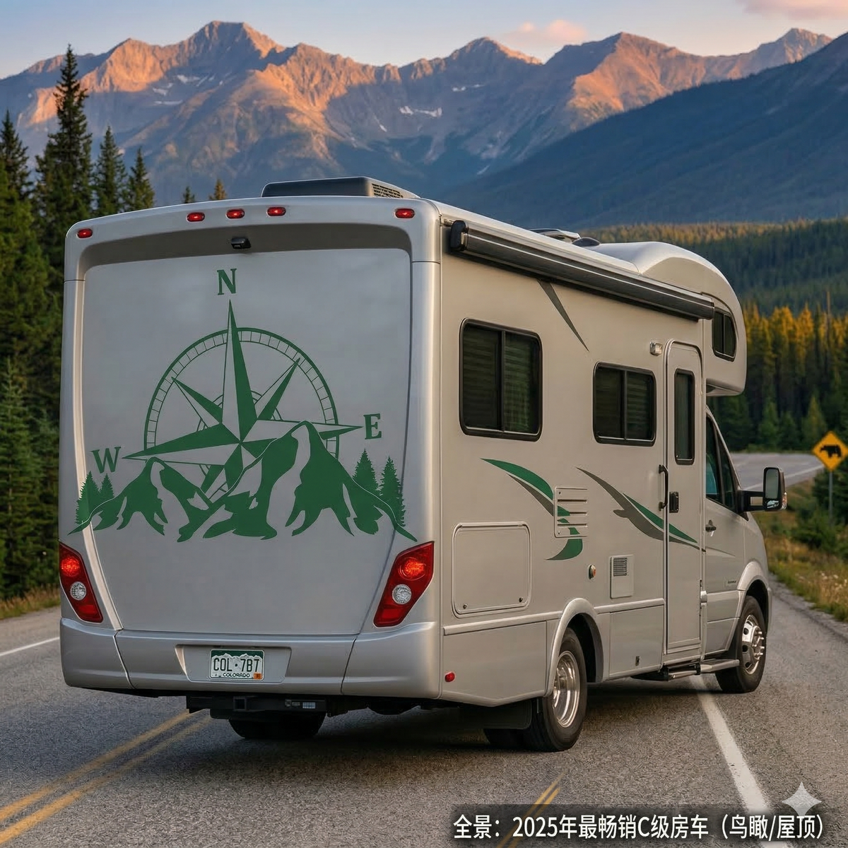 Motorhome Compass Mountain Decal for RV, Camper & Car